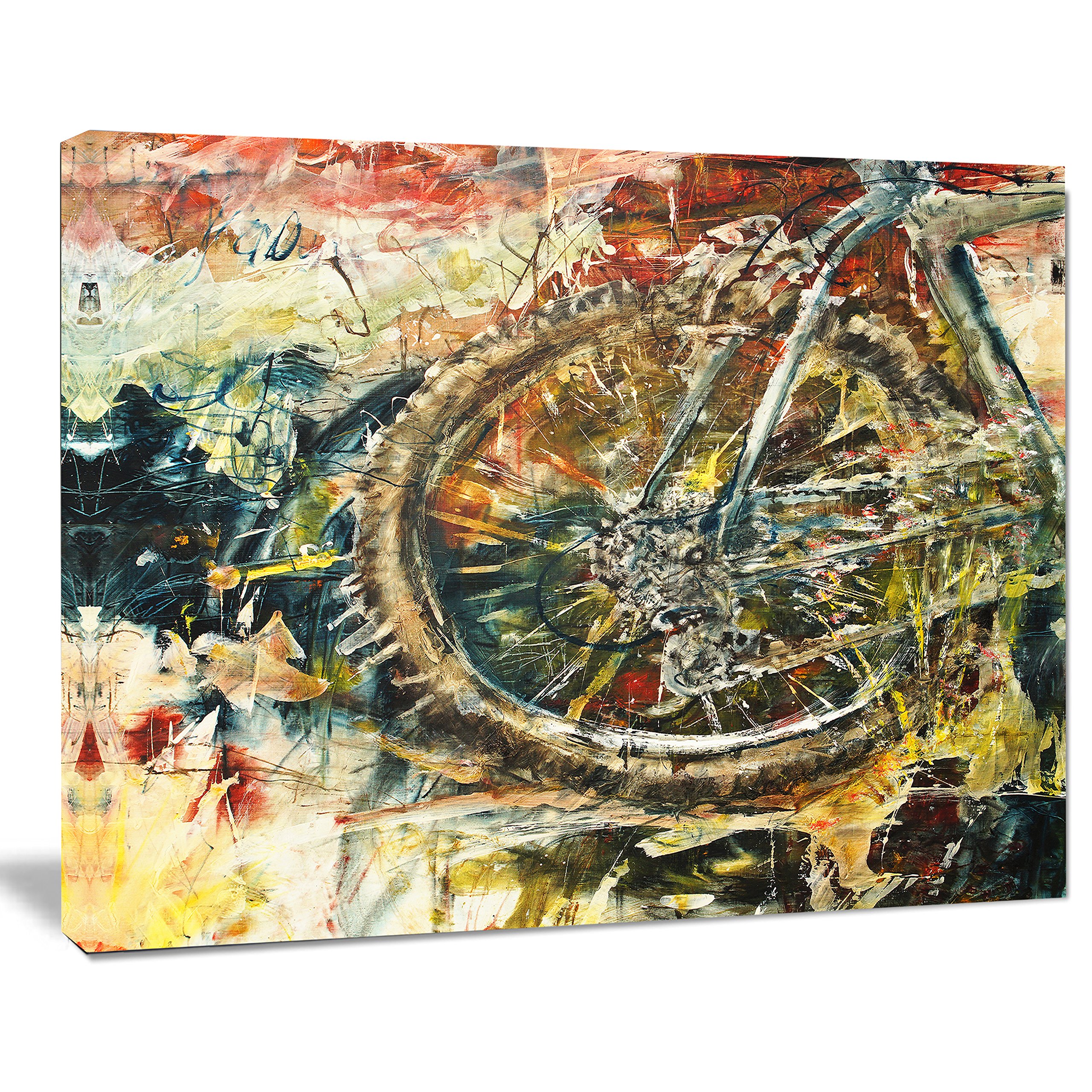 Abstract Mountain Bike Oil Painting Canvas Art - Modern Wall Decor for Living Room, Bedroom & Office