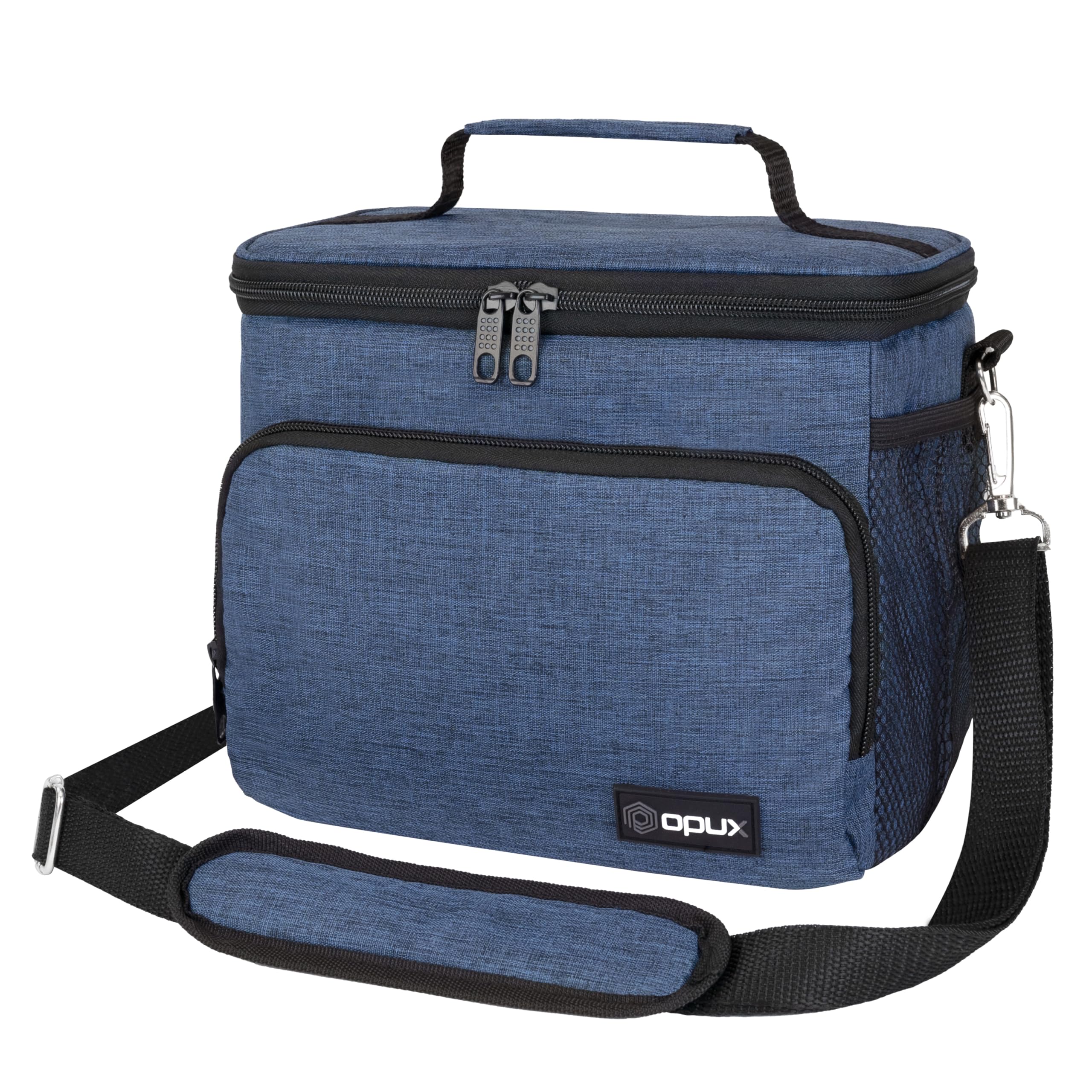 **OPUX Insulated Lunch Bag for Men & Women - Soft Leakproof Lunch Box for Office, Work, School & Picnic - Shoulder Strap Cooler Bag for Kids, Adults, Boys & Girls - Medium Lunch Tote (Heather Navy) - Perfect for Meal Prep, Travel & Outdoor Activities**