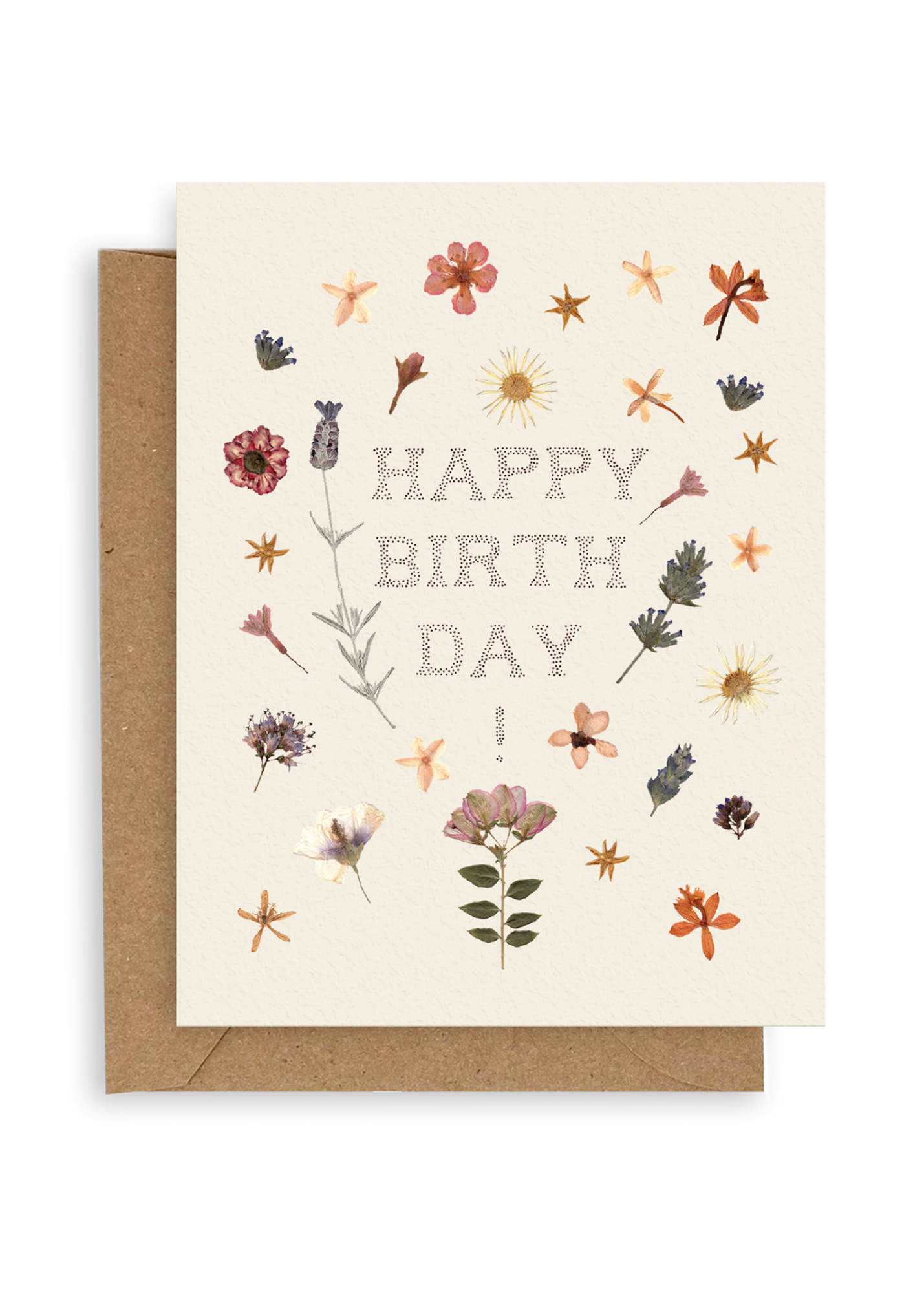 Pressed Flowers Happy Birthday Card - Handmade Floral Greeting Card for Women, Men, Friends - Perfect for Birthdays, Anniversaries & Special Occasions