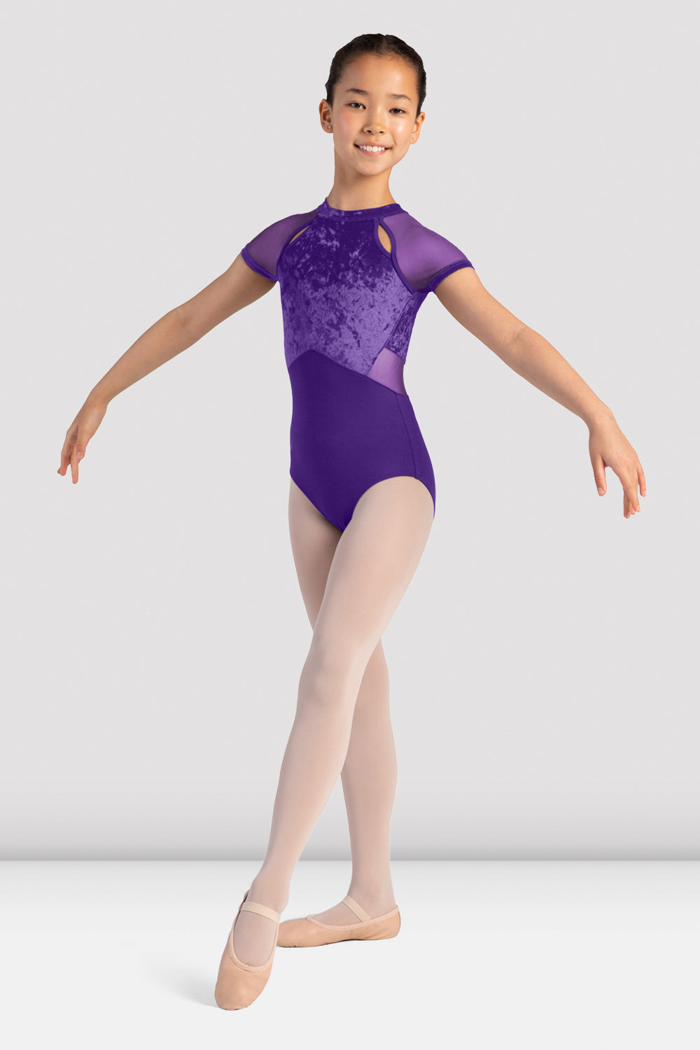Sasha Velvet Mock Neck Leopards for Girls - Elegant Dance Leotard for Ballet, Gymnastics & Performance