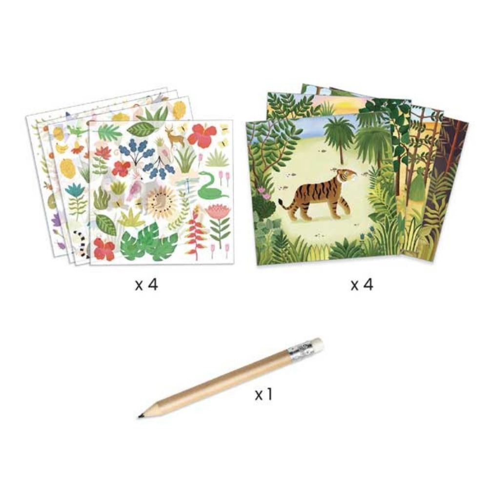 Djeco Inspired By A Moment In Time (Rousseau) - Rub On Transfer Art Activity Kit for Kids & Adults - Creative DIY Home Decor & Gift Idea