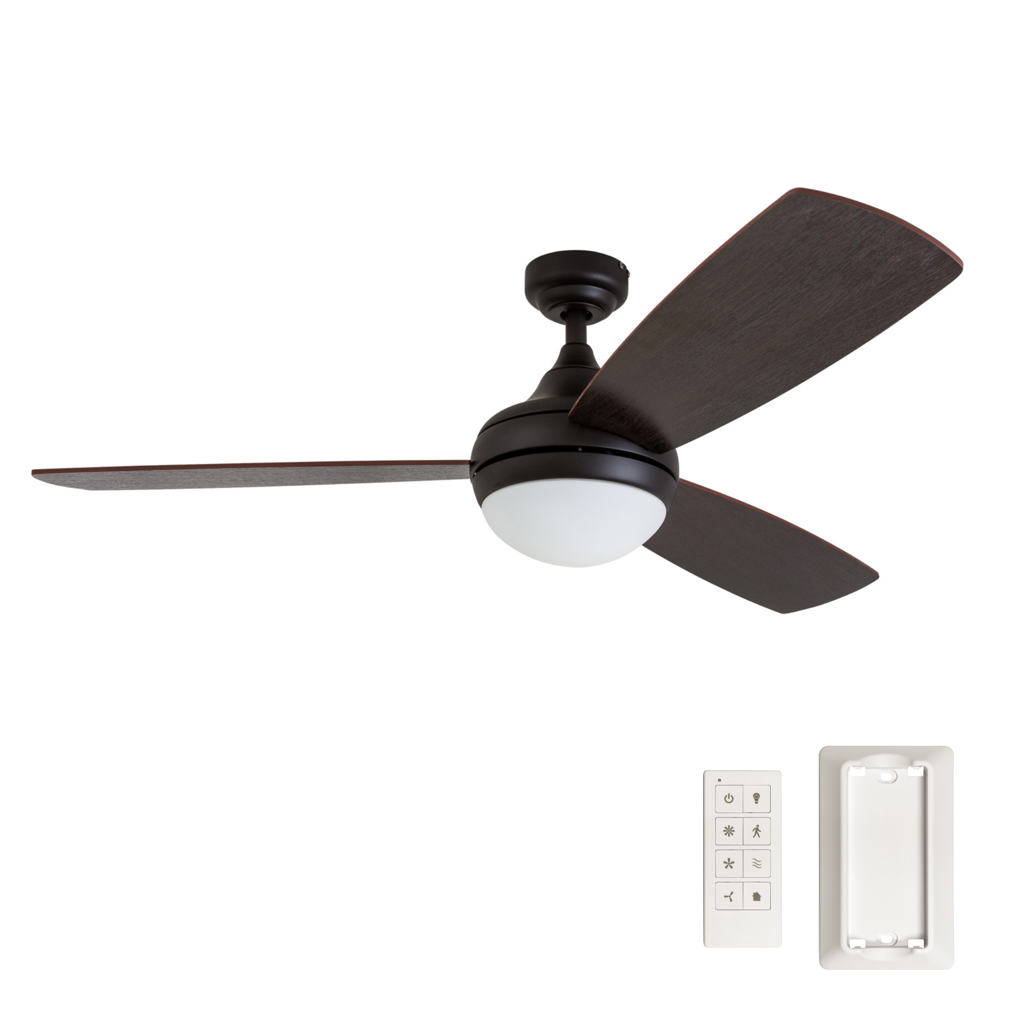 52 Inch Remote Control Ceiling Fan with Light - Espresso Brown Finish - Perfect for Living Room, Bedroom, and Office Spaces