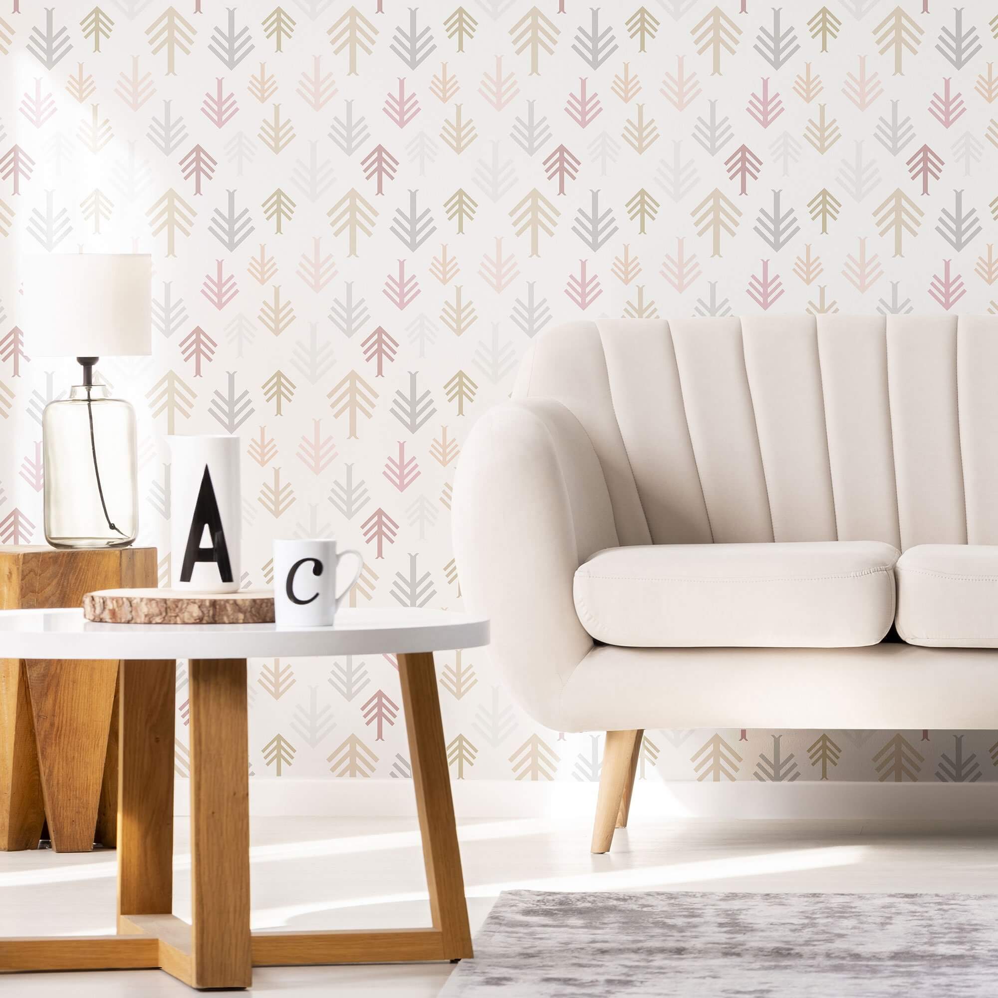 Boho Style Pink and Grey Peel and Stick Removable Wallpaper - Self-Adhesive Decorative Wall Covering for Bedroom, Living Room, Nursery, and Office Decor