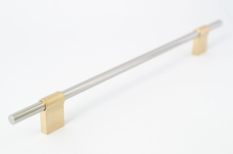 Brass and Nickel Drawer Pulls - T Bar Line Brushed & Polished Cabinet Hardware for Kitchen, Bathroom, and Furniture Upgrade
