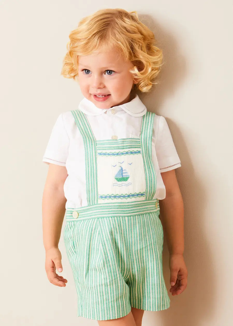 Peter Pan Collar Short Sleeve Blouse for Girls - White Cotton Top with Trim Detail (Size 12 Months to 5 Years) | Perfect for School, Parties & Family Photos
