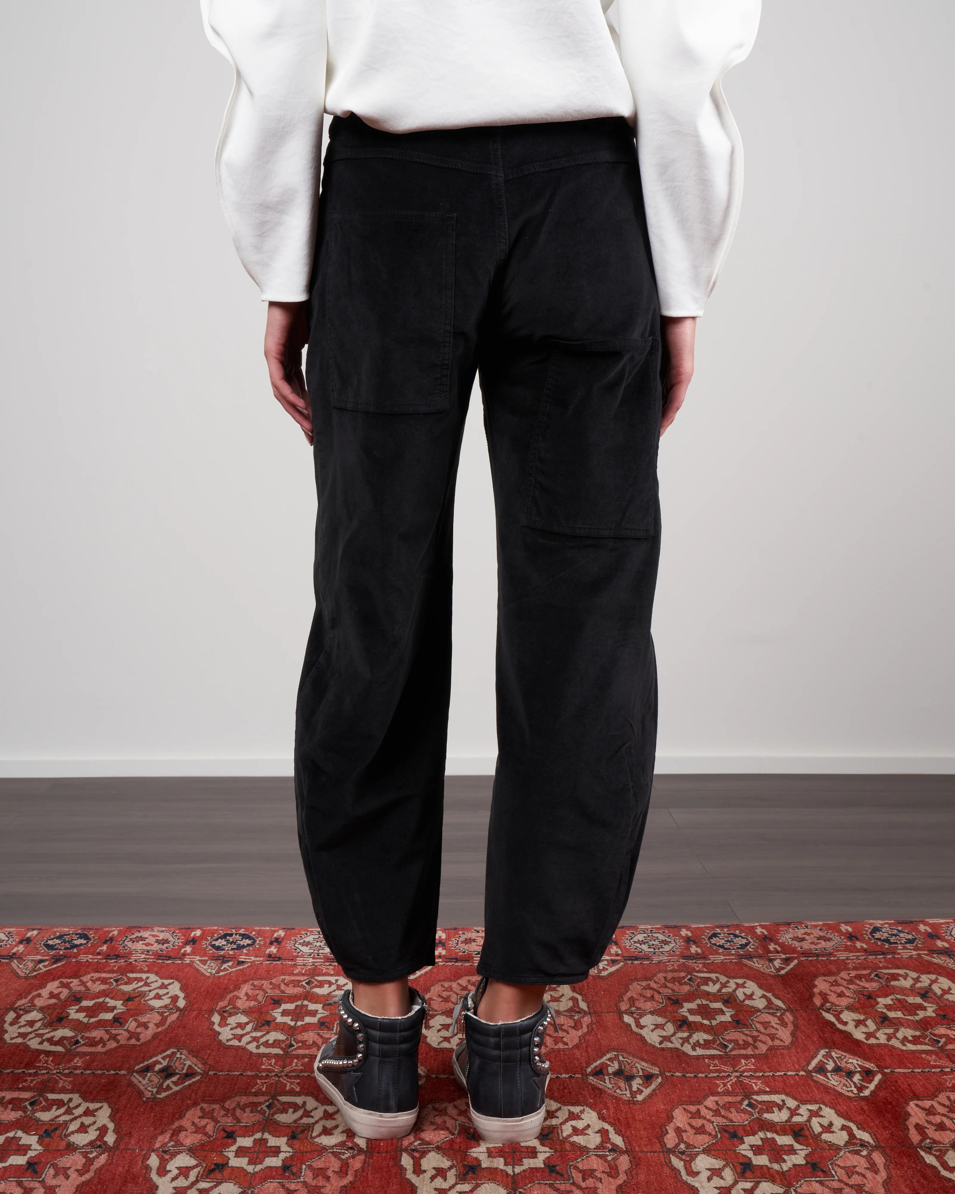 Tibi Brancusi Mid-Rise Stretch Velvet Tapered Pants for Women - Black Size 28 (NWT) - Perfect for Office Wear, Evening Outfits & Special Occasions