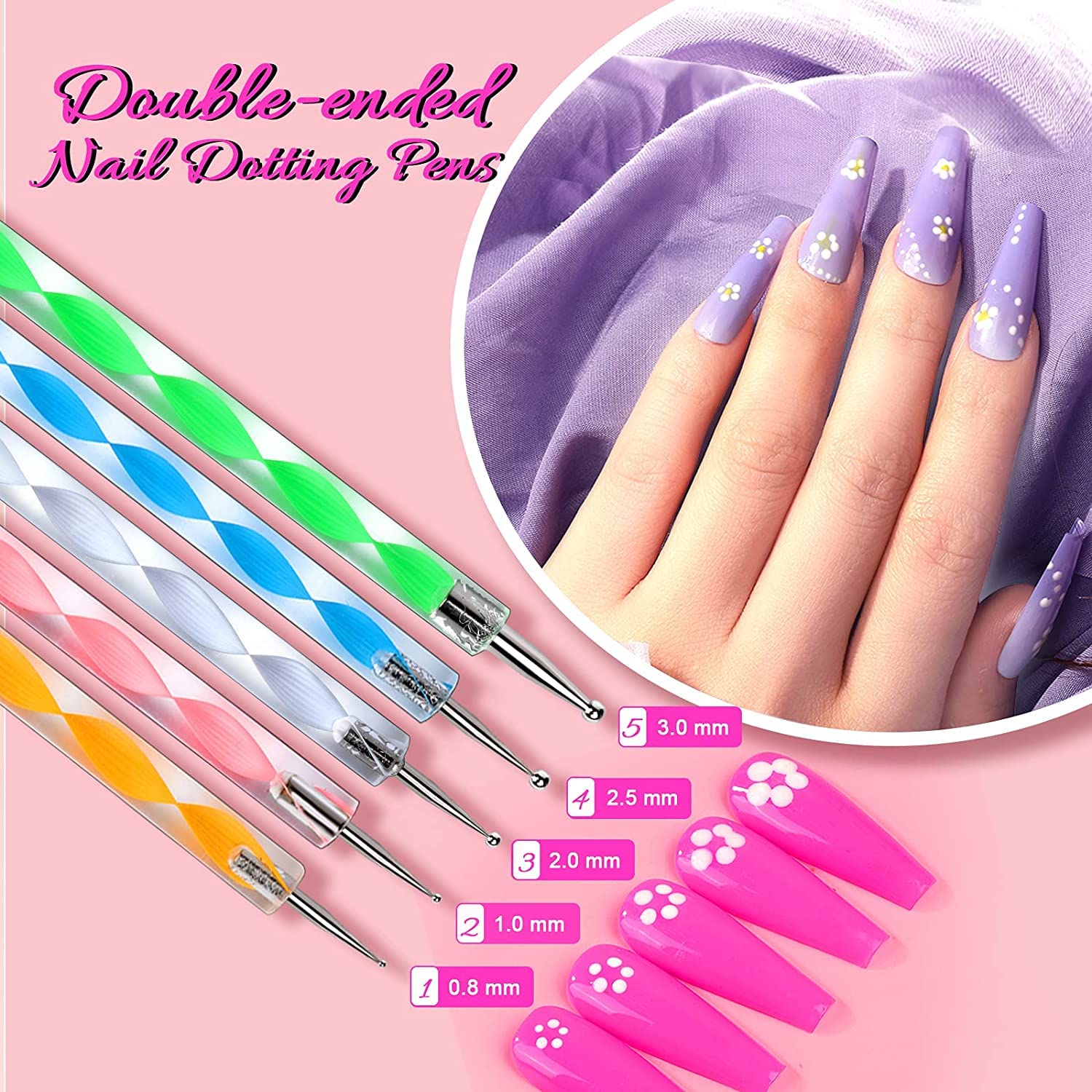 Professional Nail Art Brush Set with Dotting Tools, Foil Flakes, Striping Tape, Butterfly Stickers & Rhinestones – Perfect for DIY Manicures, Salon Nail Designs & Creative Nail Art Projects