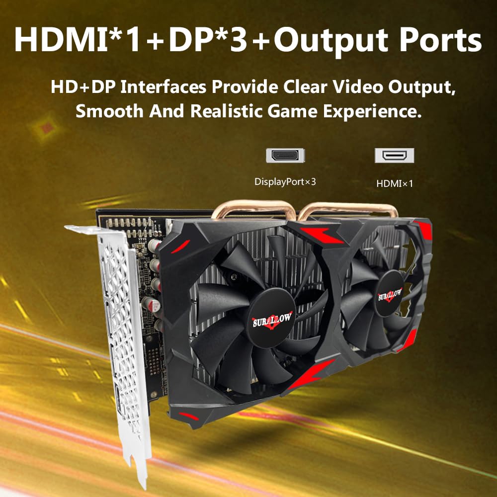 AMD Radeon RX 580 8GB GDDR5 256-bit Gaming Graphics Card with Dual Fans | PCIe 3.0 | HDMI/DP Ports | High Performance for PC Gaming, VR & 4K Video Editing