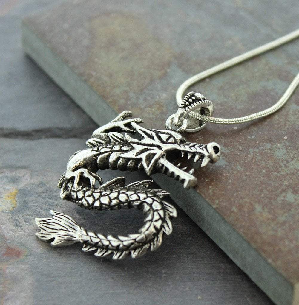Exquisite Solid Sterling Silver Dragon Pendant Necklace - Handcrafted Jewelry for Men & Women - Perfect for Gifts, Fantasy Lovers, and Spiritual Protection
