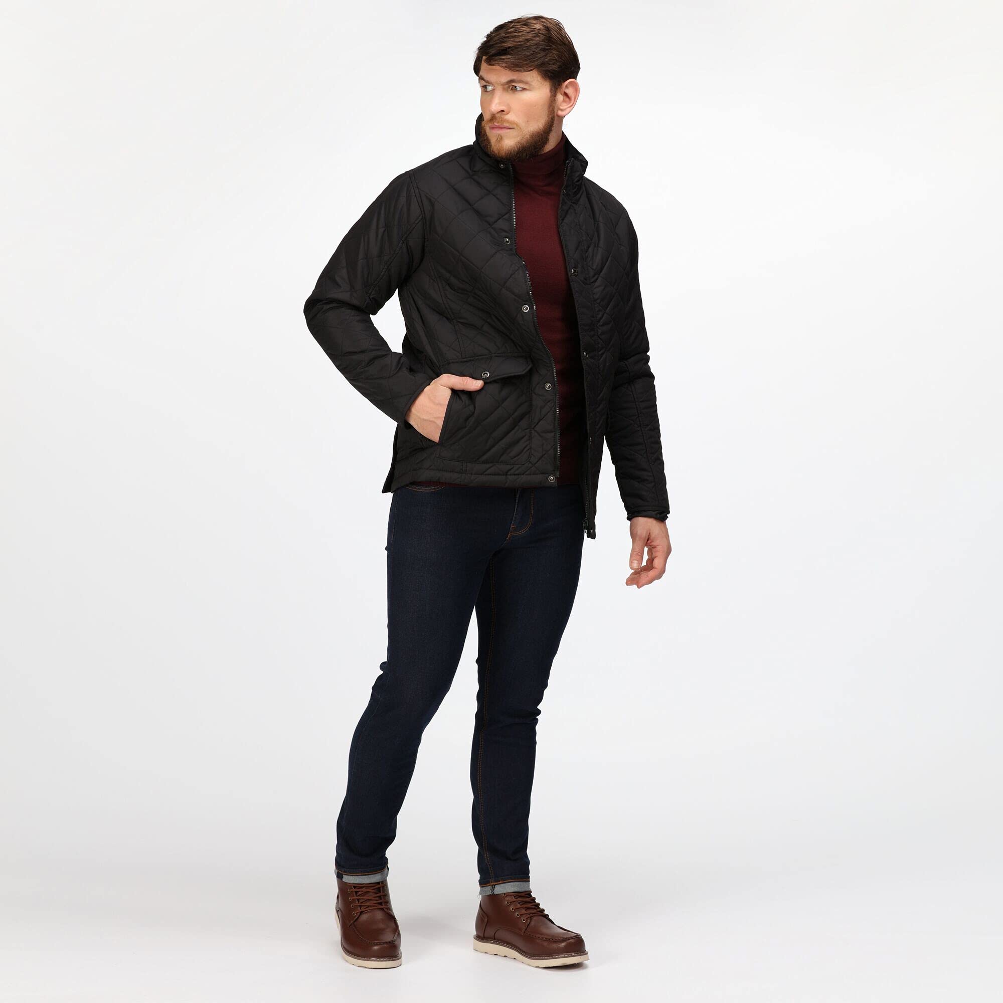 Men's Tyler Quilted Jacket TRA441 - Navy Blue, Size L (Chest 42