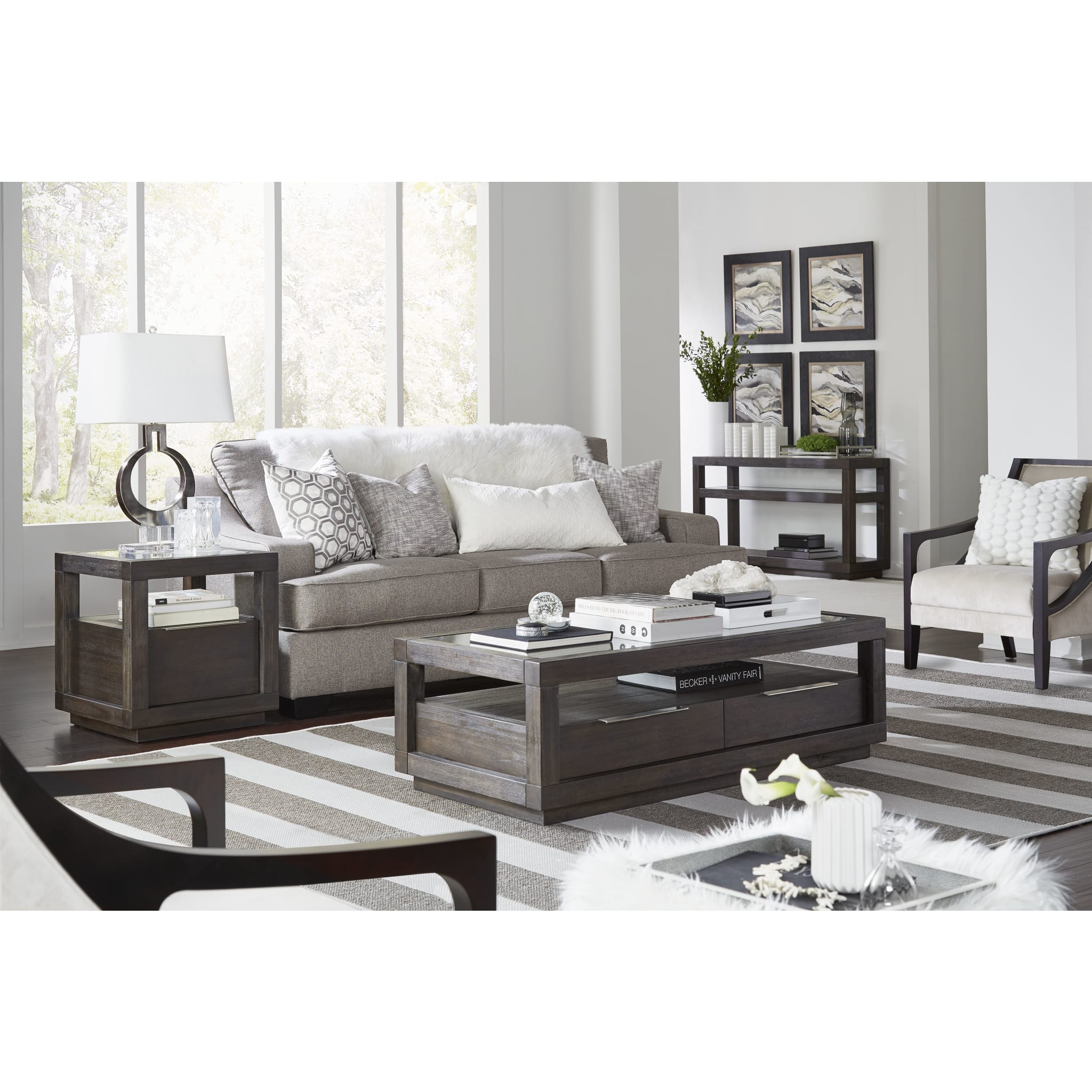 Oxford Two-Drawer Rectangular Coffee Table in Basalt Grey - Modern Living Room Furniture with Storage for Small Spaces | Perfect for Apartments, Dorms & Cozy Homes
