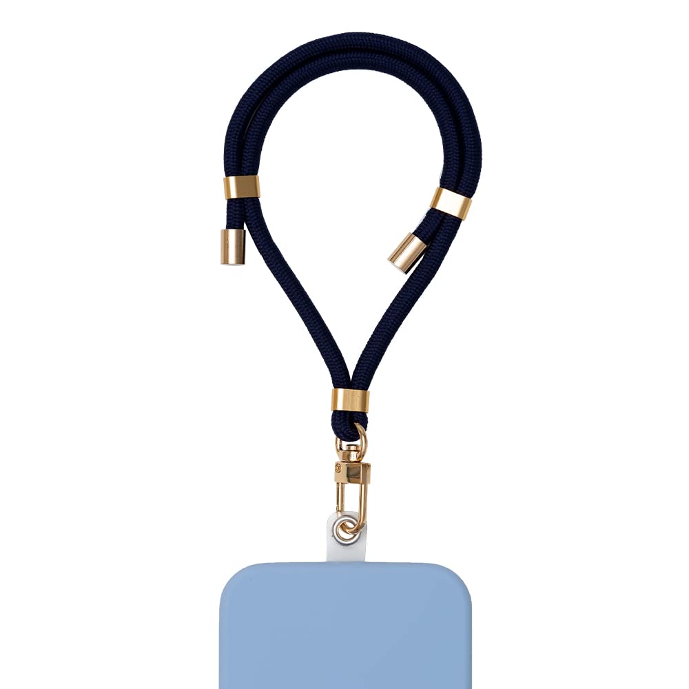 Sinjimoru Adjustable Phone Lanyard with Wrist Strap - Compatible with iPhone, Samsung & Most Phone Cases - Secure Phone Holder for Keychain & ID Badge - Navy Blue - Perfect for Travel, Work & Outdoor Activities