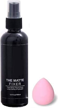 Zhunmun Makeup Locker Skin Hydrating Fixer & Makeup Blender Set (2-Piece) - Long-Lasting Makeup Setting Spray & Blending Sponge for Flawless Foundation Application