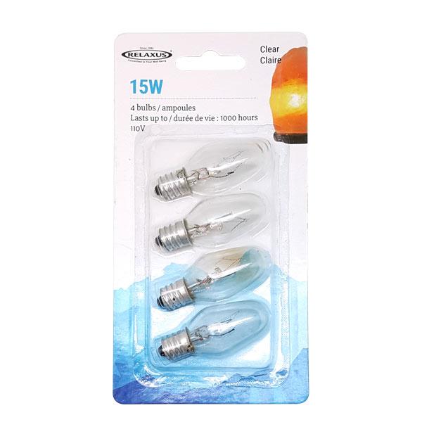 RELAXUS 4 Pack 15W Replacement Bulbs for Himalayan Salt Lamps - Warm White Light for Home Spa Relaxation & Meditation Room Decor