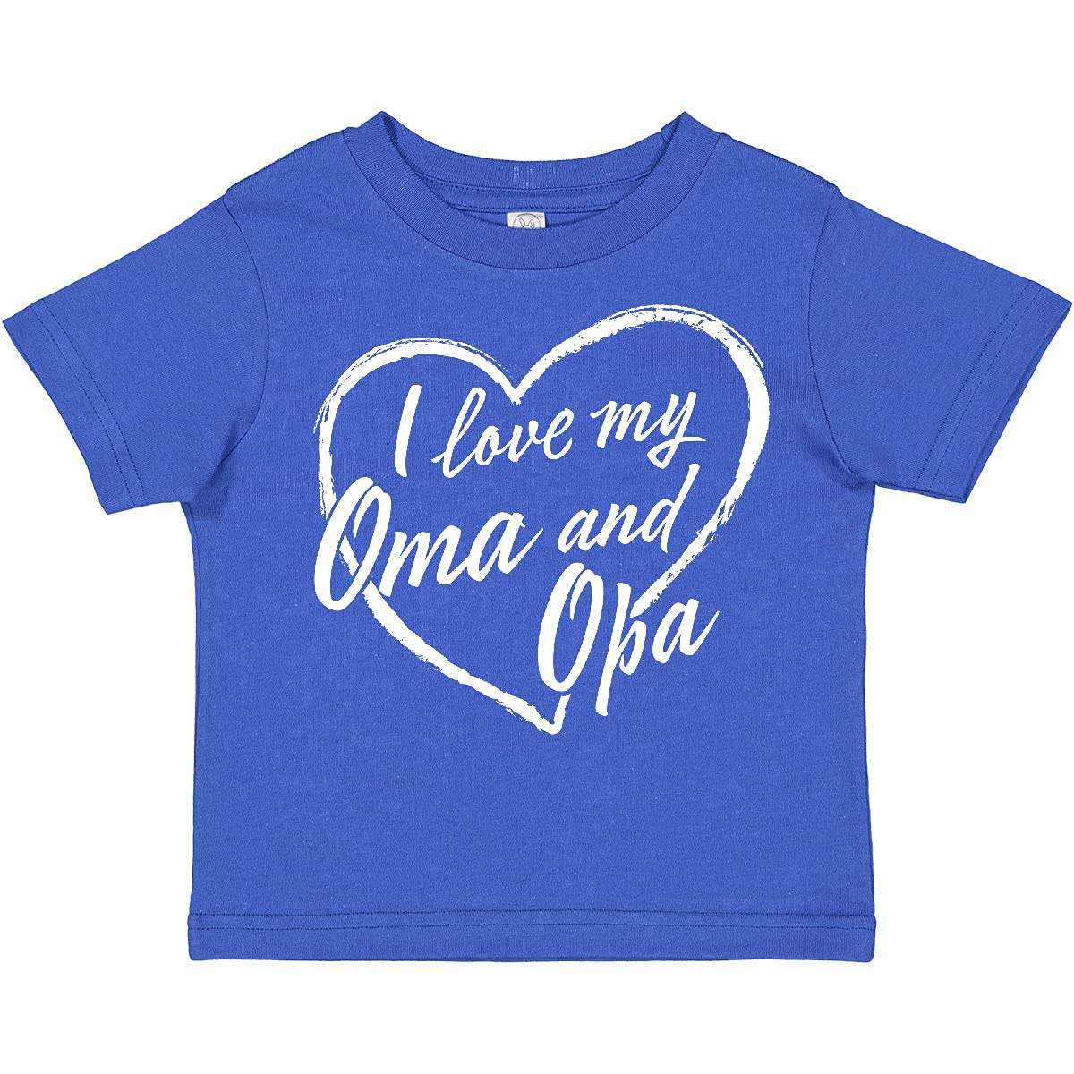 Inktastic I Love My Oma and Opa White Chalk Heart Toddler T-Shirt - Cute Grandparents Gift for Toddlers & Kids