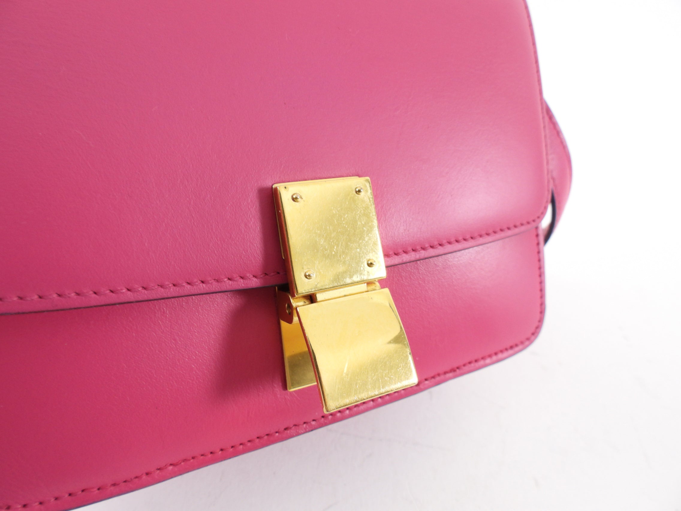Celine Small Box Bag in Cherry Pink Leather - Elegant Crossbody Purse for Women, Perfect for Date Nights & Special Occasions