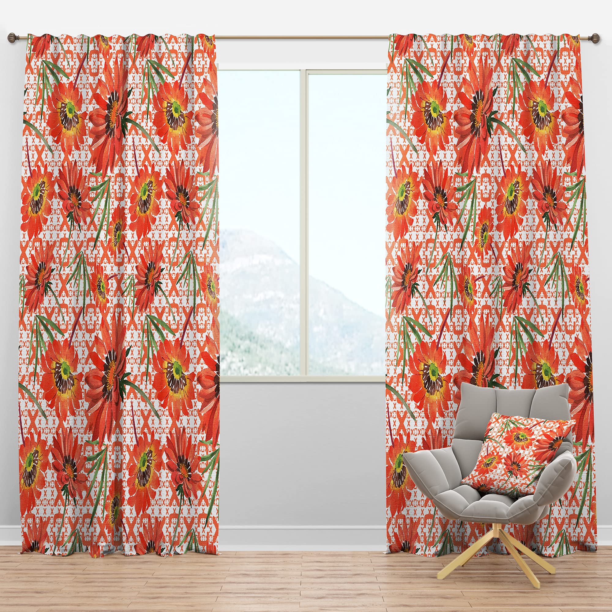 DesignQ Blackout Curtains - Floral Botanical Retro Pattern Thermal Insulated Drapes for Bedroom & Living Room (52x95, Single Panel) - Perfect for Light Blocking, Privacy & Energy Efficiency