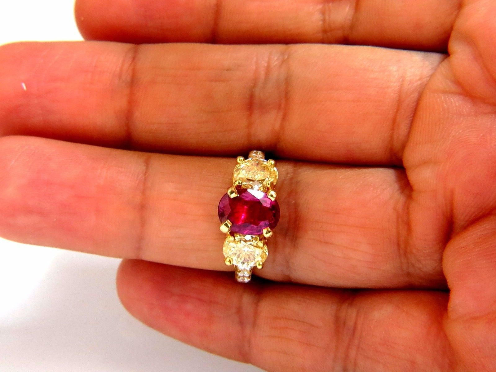 GIA Certified 4.53 Carat Natural No Heat Red Ruby & Diamond Ring in 18K Yellow Gold - Elegant Engagement, Anniversary Gift for Women
