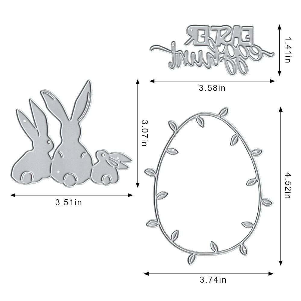 Easter Bunny Die Cuts for Card Making - Rabbit Egg Frame Cutting Dies Set with Egg Hunt Words, Stencils & Embossing Templates for Scrapbooking, DIY Greeting Cards, Photo Albums & Craft Decorations - Perfect for Easter Crafts, Spring DIY Projects & Holiday Home Decor