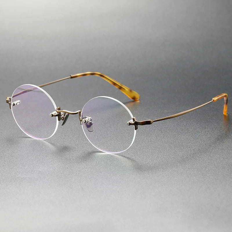 Aimee Men's Rimless Round Titanium Eyeglasses 14272 - Lightweight & Durable Titanium Frame for Reading, Computer Work & Everyday Use
