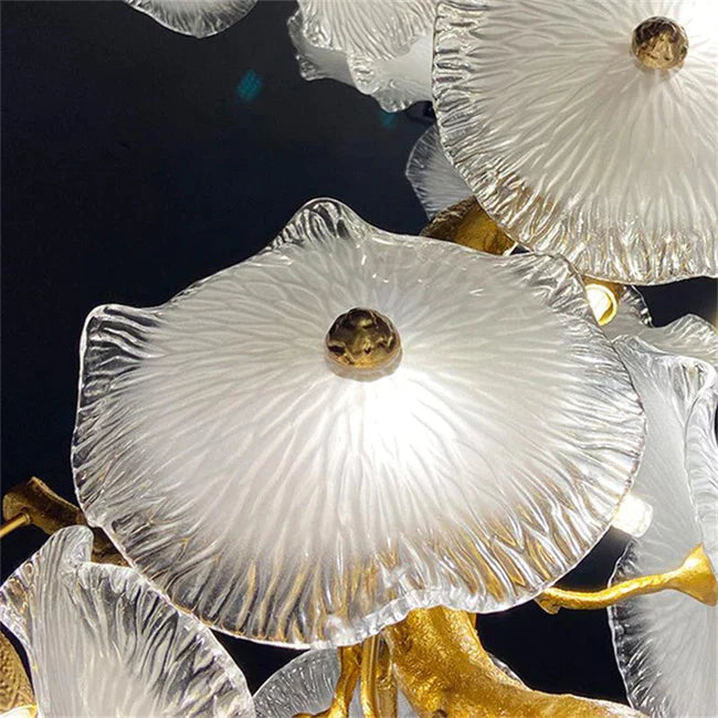 Modern Leaf Glass Flower Linear Branch Chandelier - Elegant Island Pendant Light for Dining Room, Kitchen, or Living Room Decor