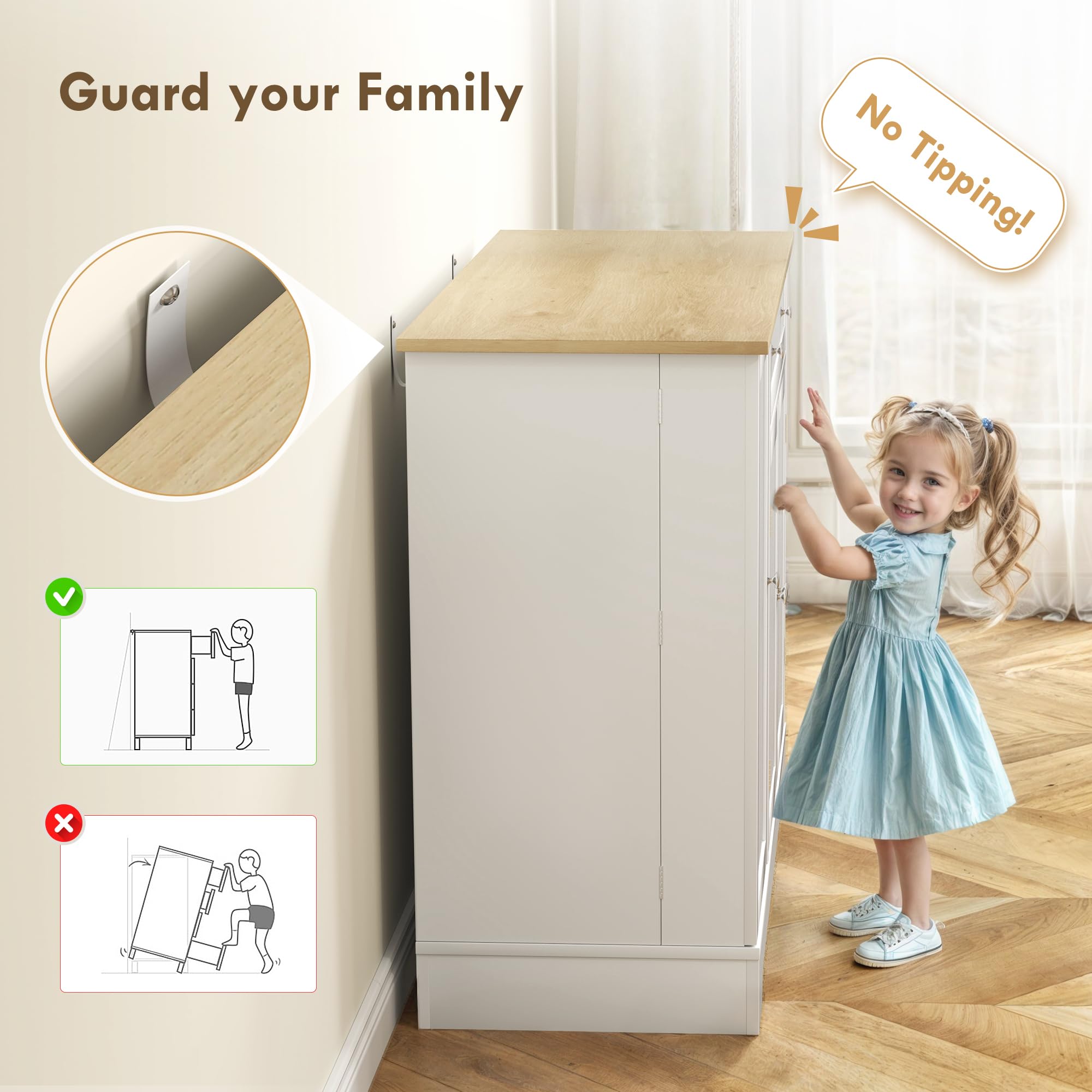 Modern White Coffee Bar Cabinet with Storage & Adjustable Shelves - Sideboard Buffet Cabinet with Drawers for Small Kitchen Pantry - Perfect for Home Bar, Dining Room & Kitchen Organization
