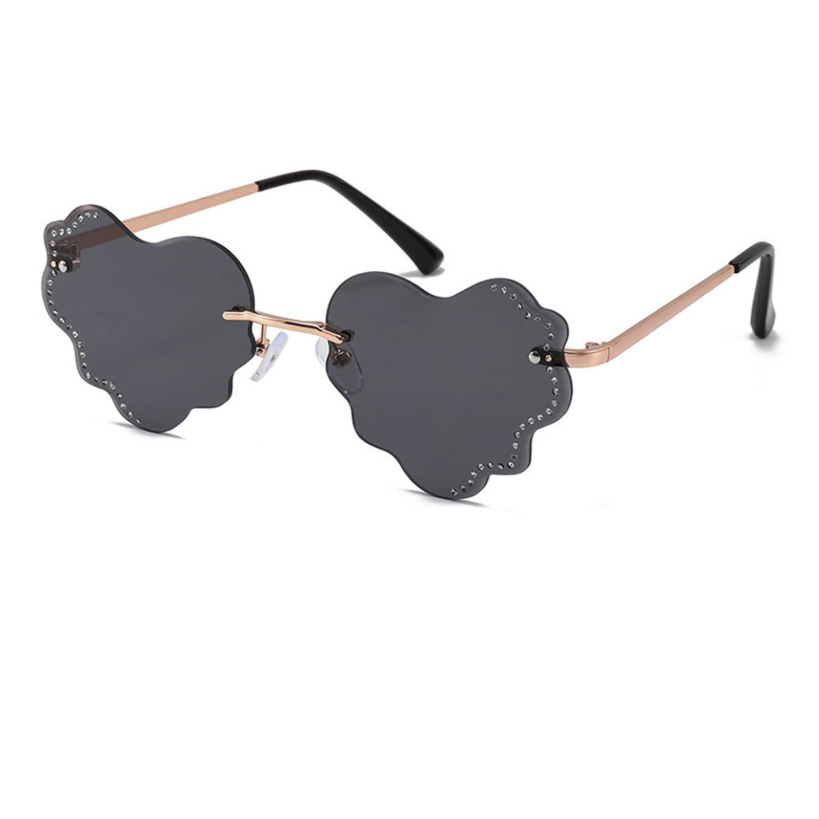 Heart Shaped Sunglasses for Women & Men - Frameless Rhinestone Oversized Love Glasses with Candy Lens - Fun Fashion Eyewear for Parties, Valentine's Day & Summer Outfits
