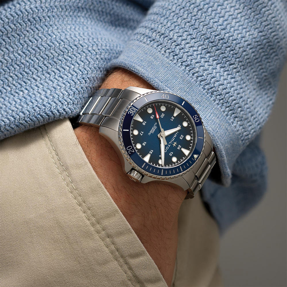 Khaki Navy Scuba 43mm Automatic Diver Watch - Waterproof Luxury Men's Wristwatch for Swimming, Diving & Outdoor Adventures
