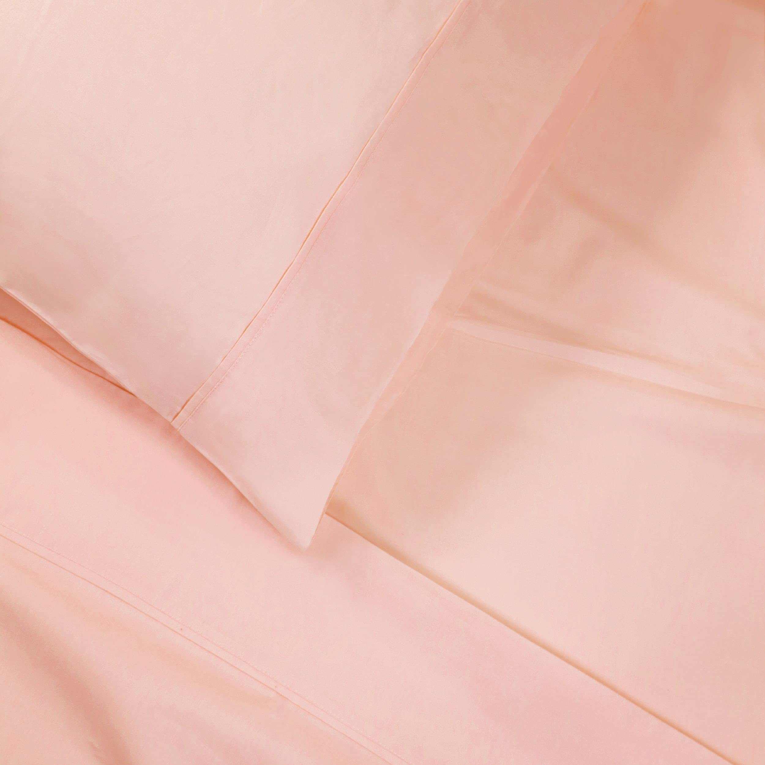 BLUENILEMILLS 300-Thread Count Breathable Cotton Percale Deep Pocket 4-Piece King Bed Sheet Set in Blush - Ultra Soft & Cooling Bedding for Hotels, Guest Rooms & Master Bedrooms