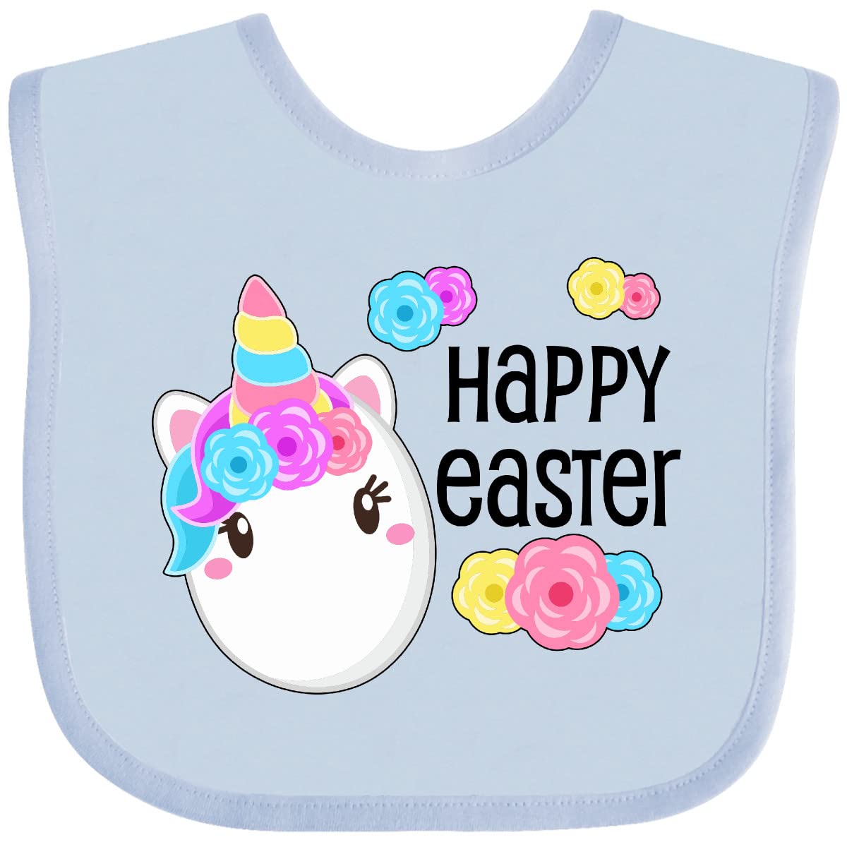 Inktastic Happy Easter Unicorn Egg Baby Bib - Cute Easter Gift for Babies & Toddlers - Perfect for Easter Celebrations, Baby Showers, and Holiday Photos