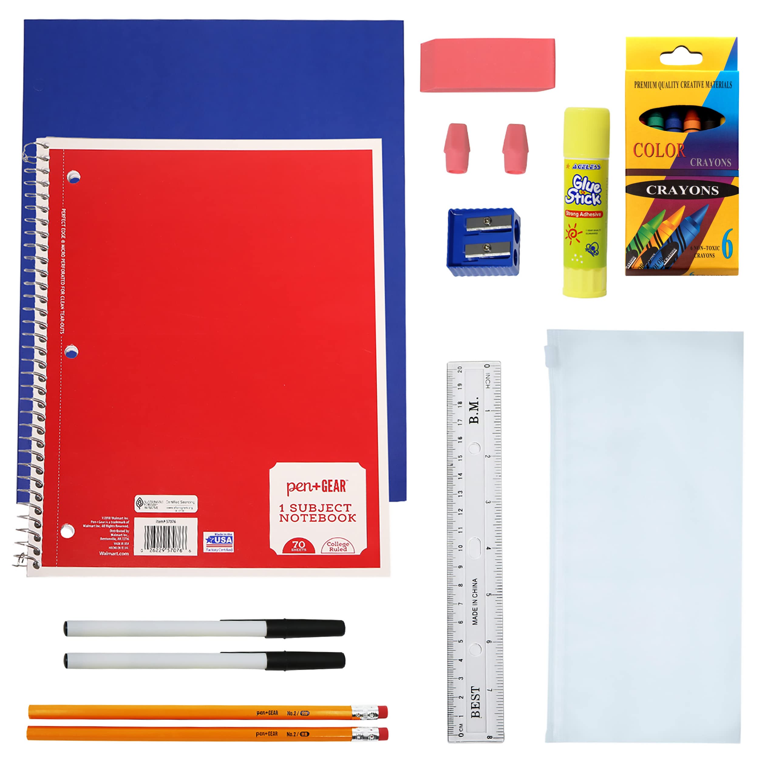 18-Piece Bulk School Supplies Kit for K-12 Students - Essential Classroom Supplies Box with Pens, Pencils & Crayons - Perfect for Elementary, Middle & High School Back to School, Homework & Art Projects