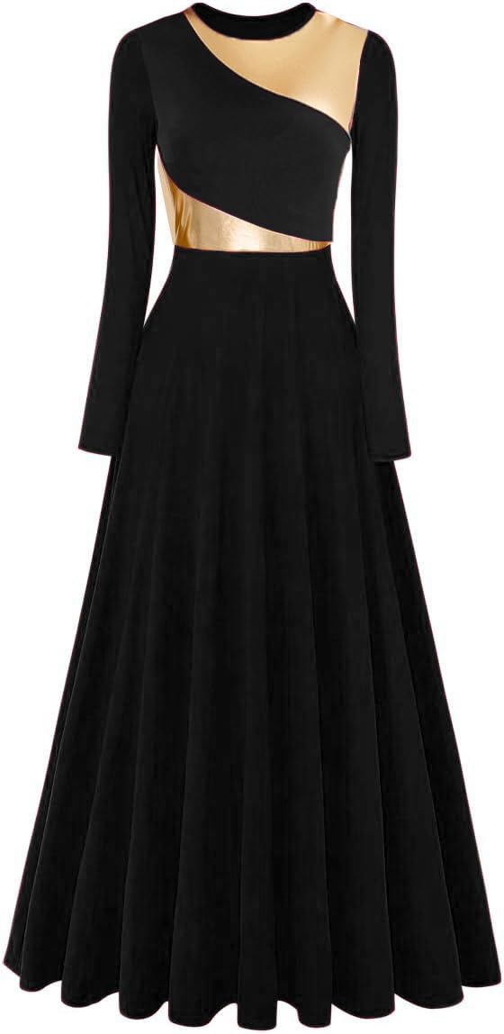 Women's Liturgical Dance Dress - Full Length Church Robe for Modern Praise & Worship - Elegant Lyrical Dance Costume with Headwear - Perfect for Church Performances, Worship Services & Spiritual Dance Events