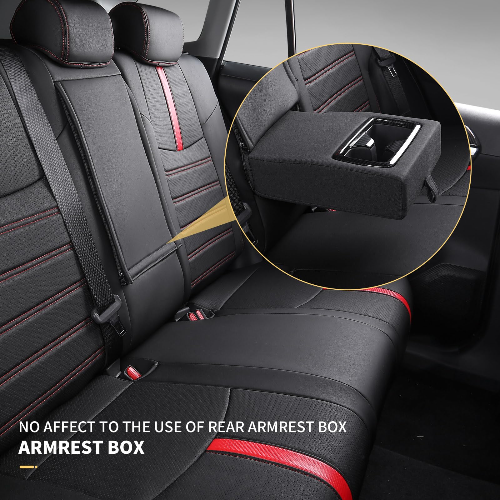 Premium Custom Fit Seat Covers for 2019-2025 Toyota RAV4 - Full Set Car Seat Protectors with Red Carbon Fiber Design (Black/Red) - Perfect for Road Trips, Daily Commutes & Protecting Your Car Interior
