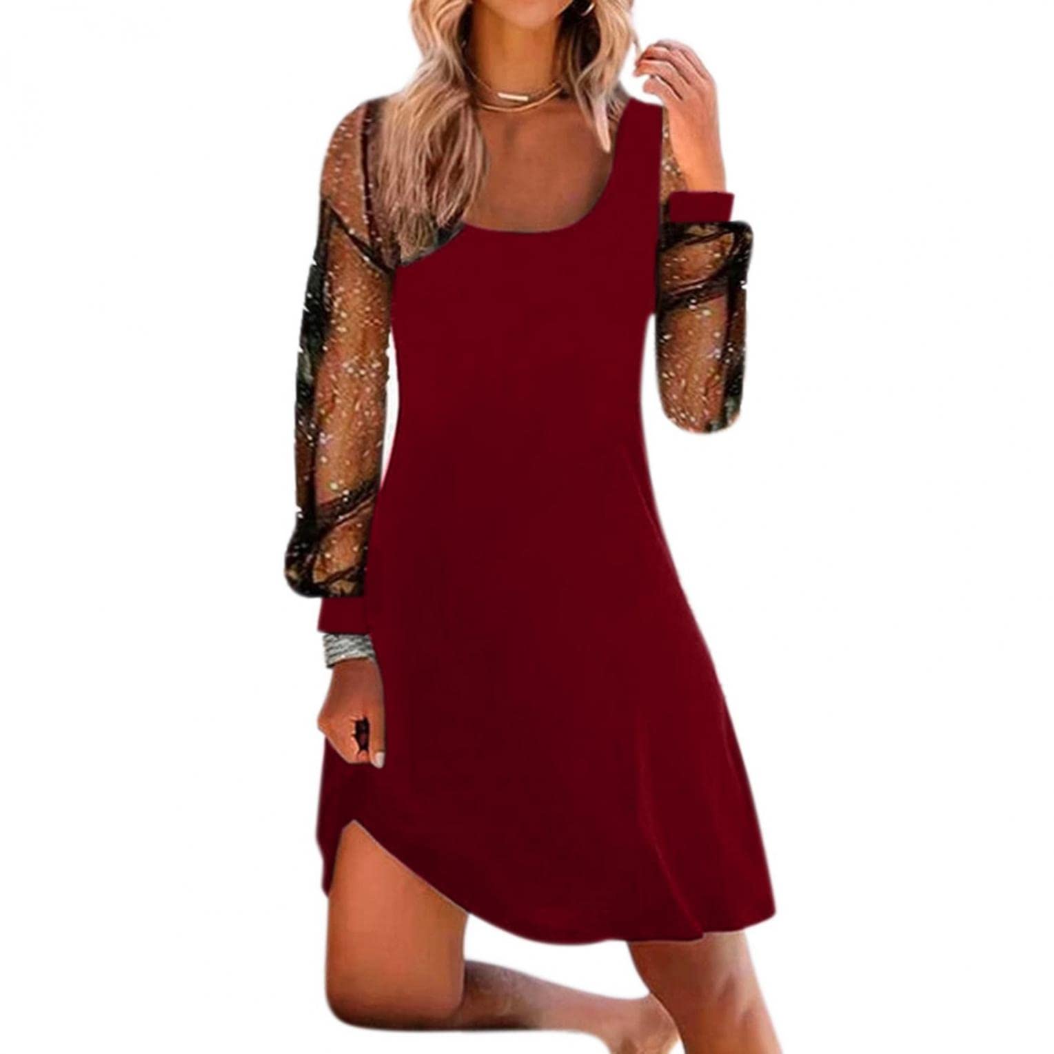ORT Women's Sparkly Tie Dye Printed V-Neck Short Spring Summer Casual Dress 2022 - Perfect for Beach Vacations, Date Nights & Outdoor Parties