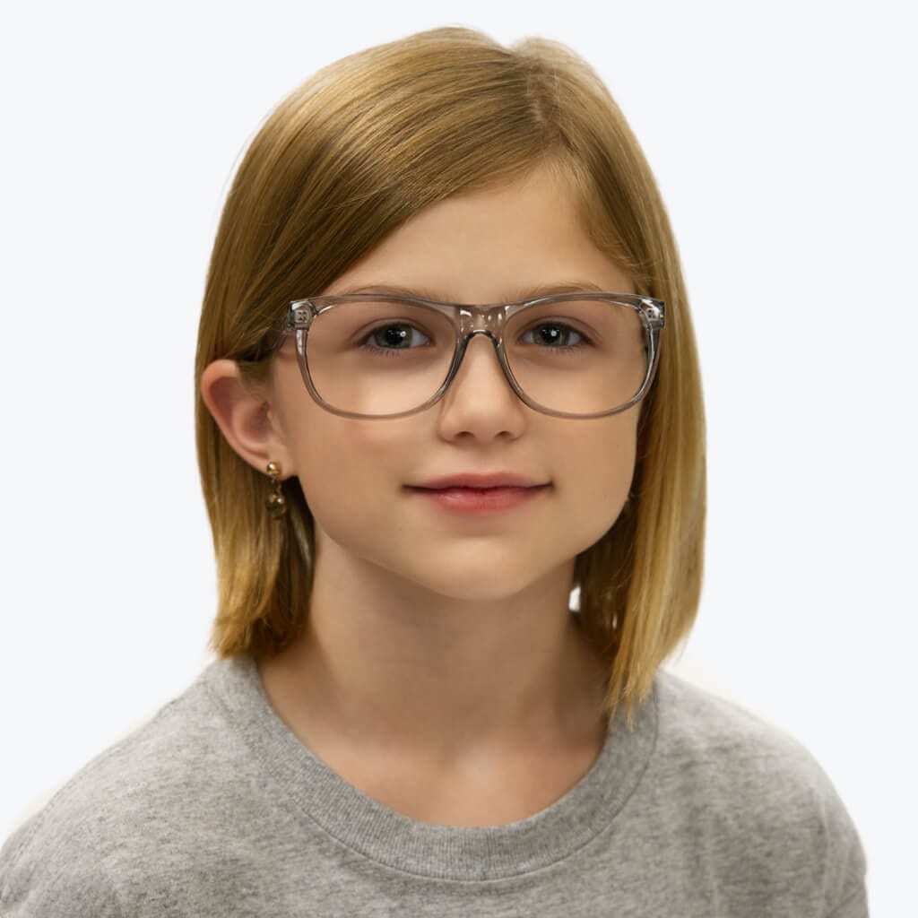 Blue Light Blocking Kids Computer Glasses - Anti Eye Strain for Screen Time, Gaming & Online Classes (Pearl Grey, Prescription Available) - Protect Child's Eyes from Digital Devices