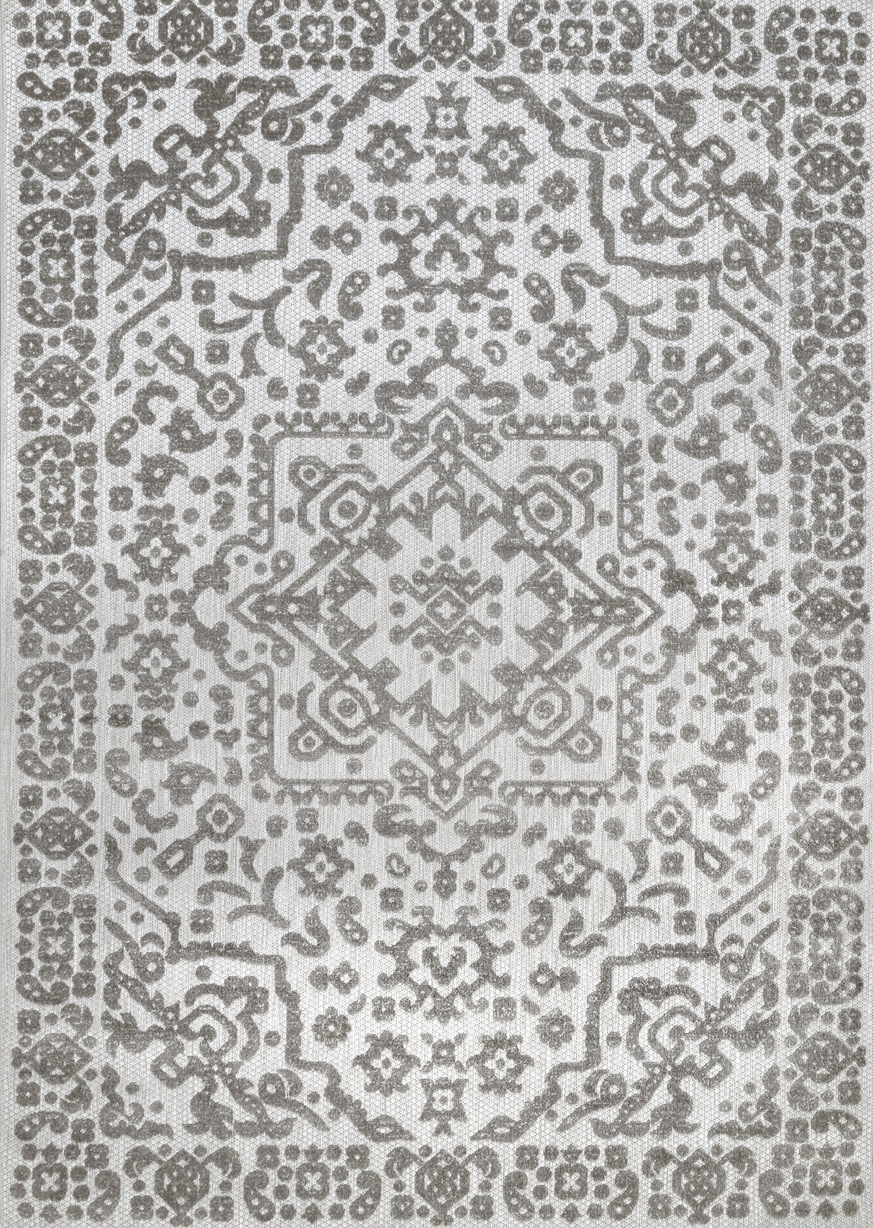 Premium Castle Medallion Indoor/Outdoor Rug - Non-Slip Grey Area Carpet for Living Room, Bedroom, Patio & Deck - Waterproof & Durable Home Decor