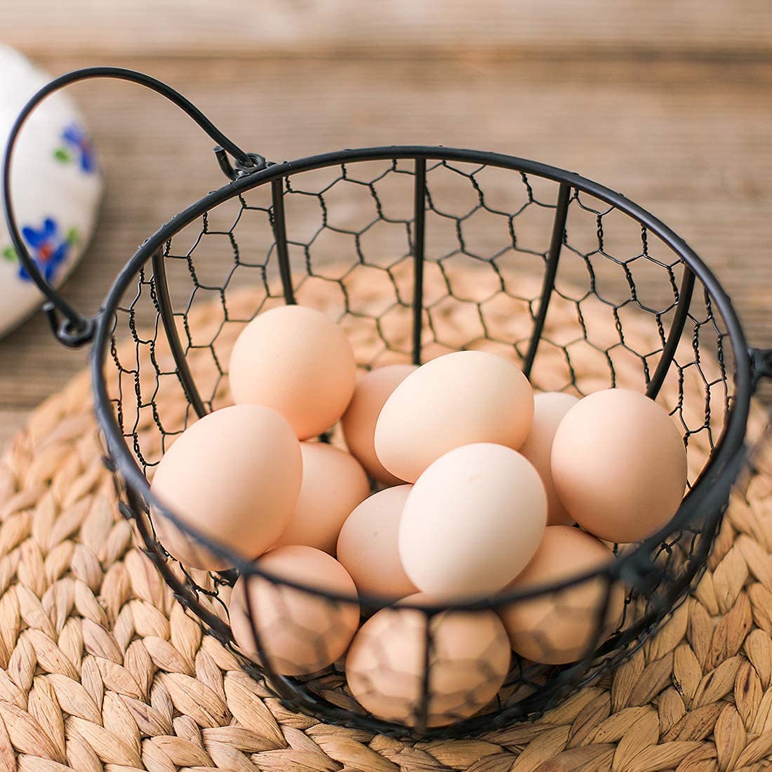 Farmhouse Style Egg Storage Basket - Rustic Decorative Kitchen Storage Baskets for Eggs, Fruits & Vegetables | Perfect for Farmhouse, Country Kitchen & Pantry Organization