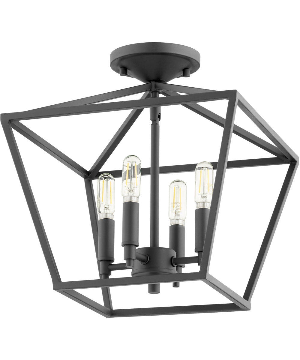13W Gabriel 4-Light Dual Mount Ceiling and Wall Light Fixture in Noir - Perfect for Bedroom, Living Room, and Hallway Lighting