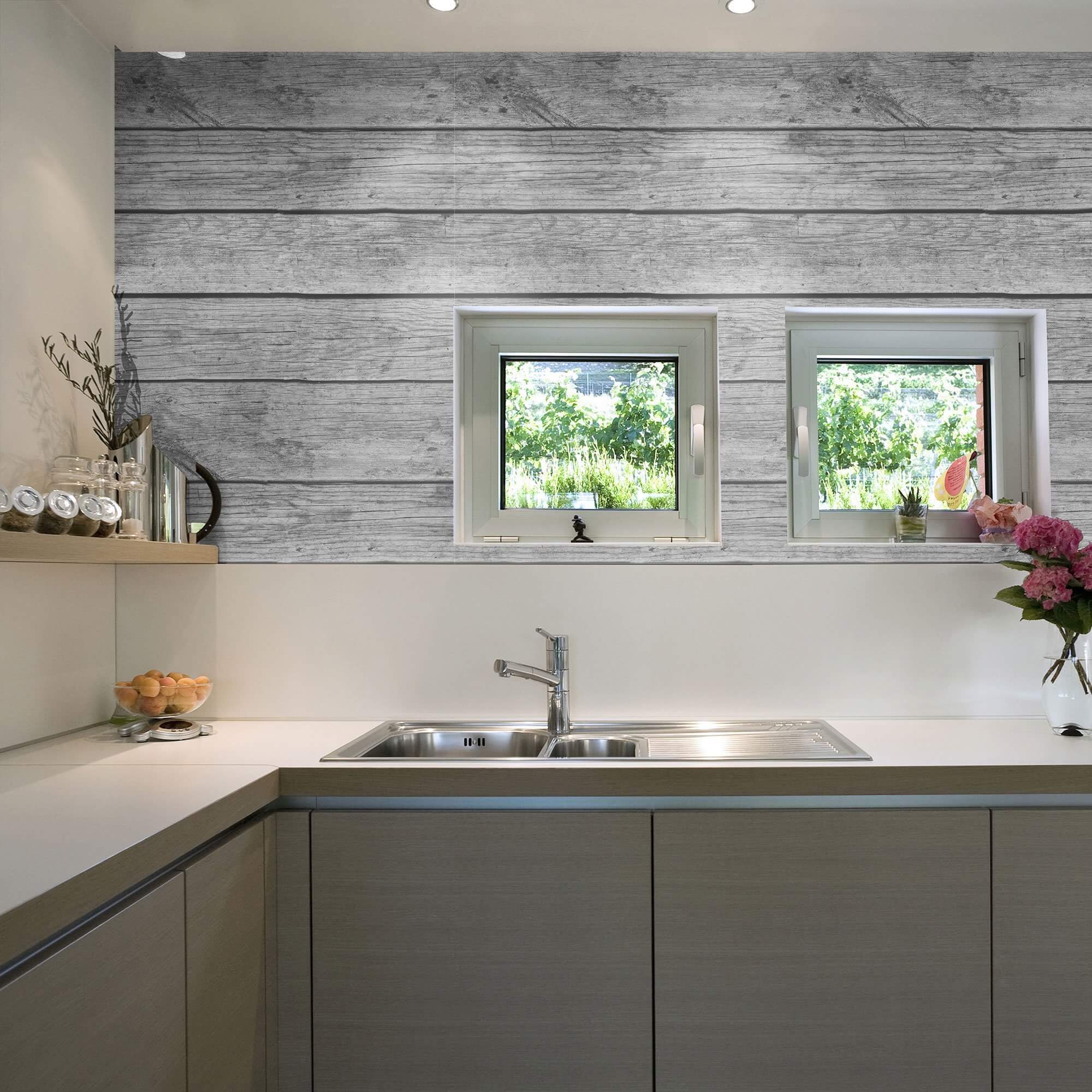Grey Shiplap Textured Peel and Stick Removable Wallpaper - Self-Adhesive Wall Covering for Bedroom, Living Room, and Office Decor