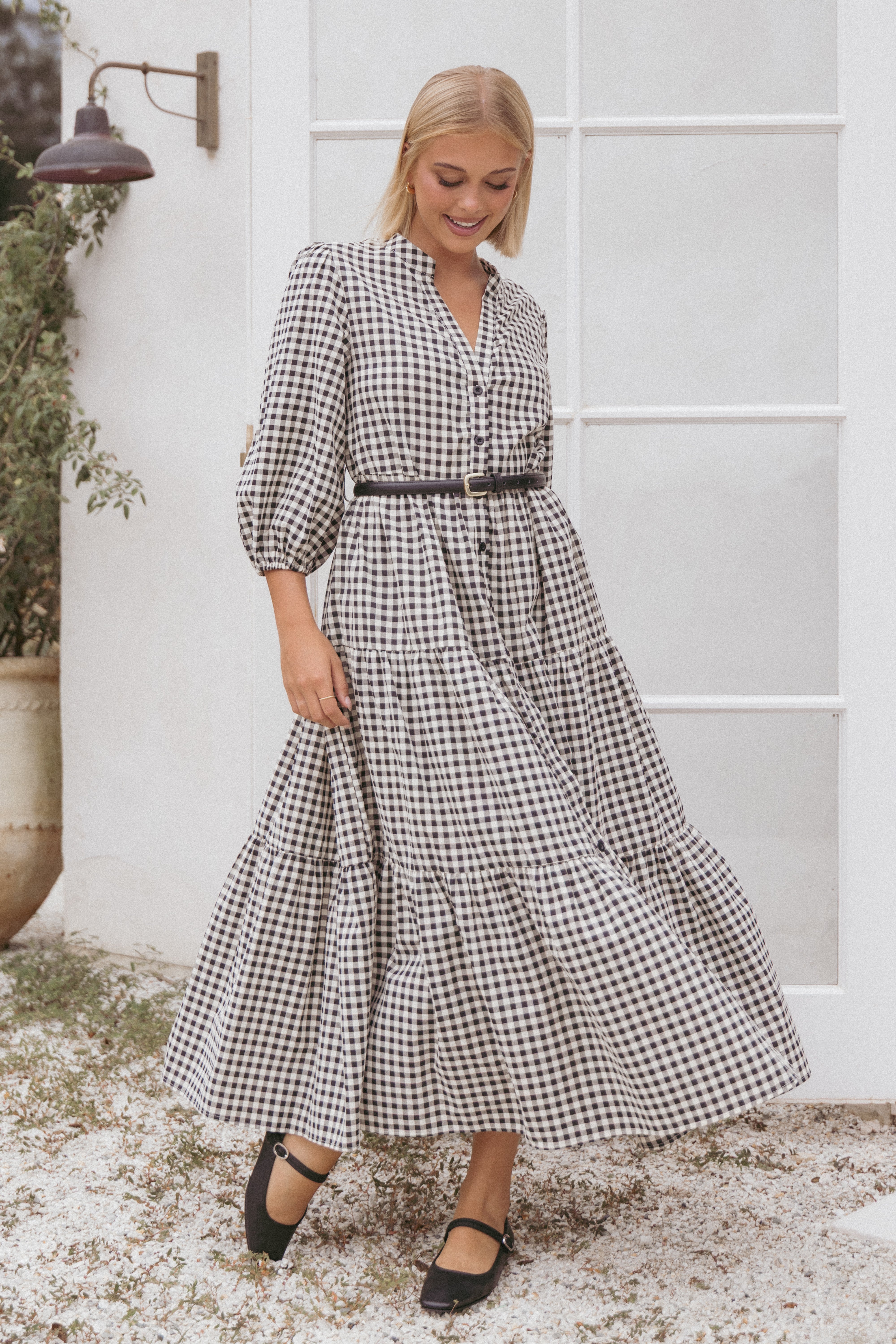 Dixon Maxi Dress - Black & Cream Gingham Print Flowy Summer Dress for Women | Perfect for Beach Vacations, Date Nights & Casual Outings