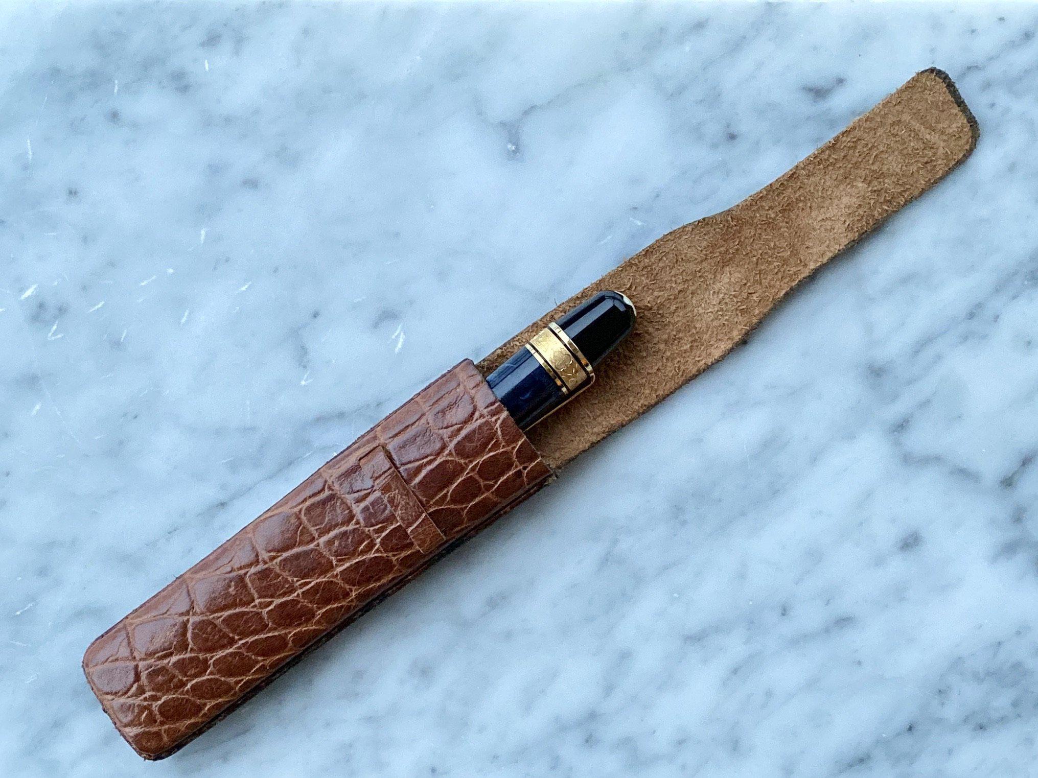 Vintage Genuine Leather Pen Case - Classic Single Pen Holder for Writing, Collecting & Gifting - Perfect for Office, School & Travel