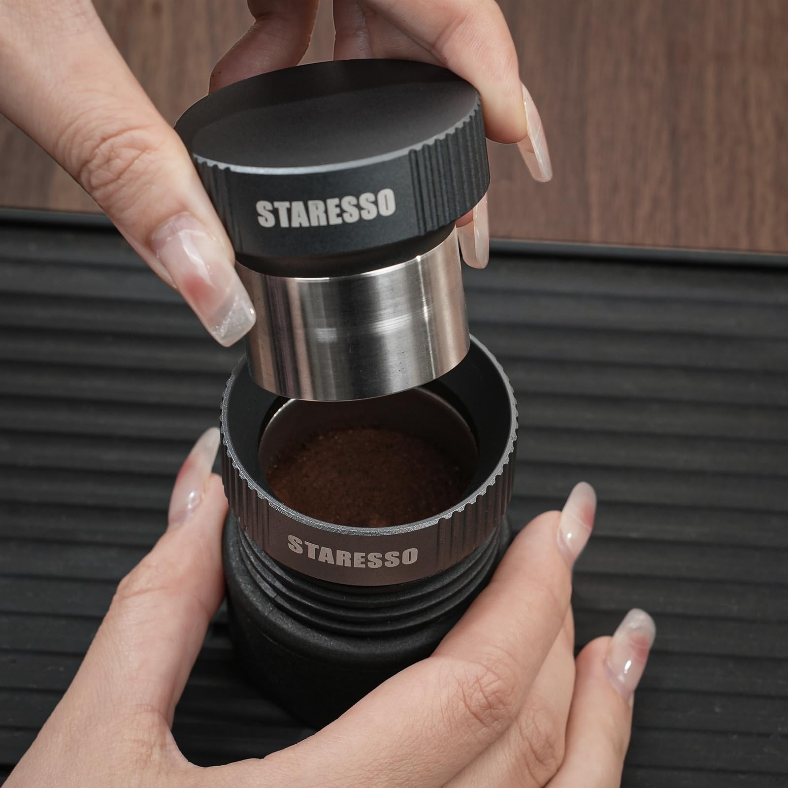 STARESSO Classic Portable Espresso Maker - Handheld Coffee Machine with 37mm Dosing Funnel & Tamper Kit - Perfect for Camping, Travel & Home Use
