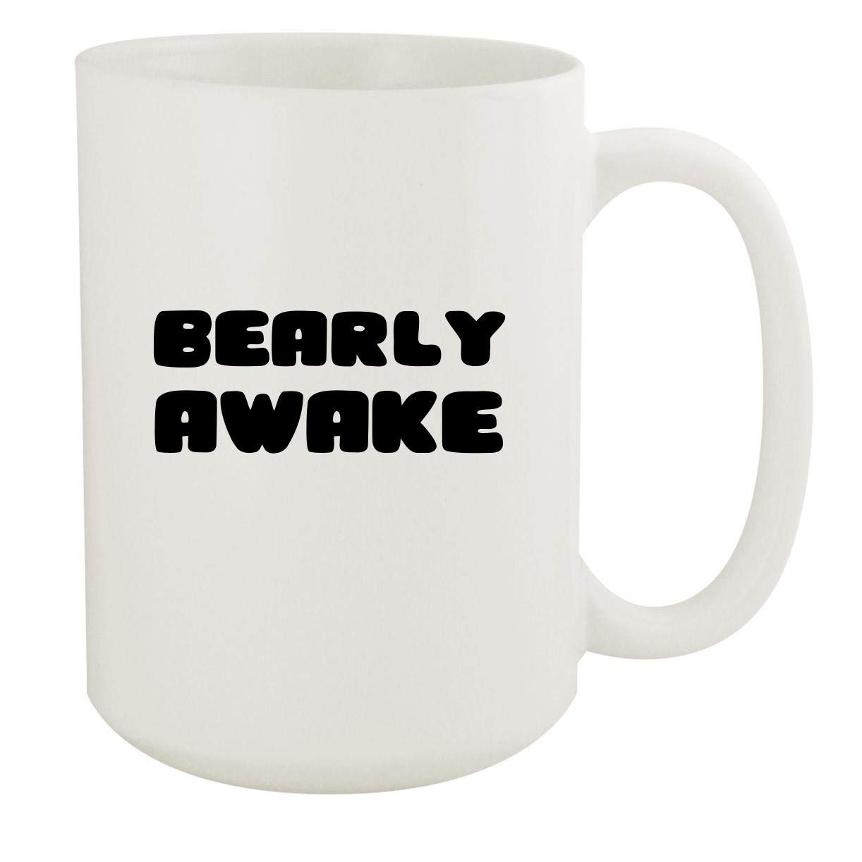 Bearly Awake 15oz White Ceramic Coffee Mug - Insulated Travel Mug for Office, Home & Camping - Perfect Gift for Coffee Lovers