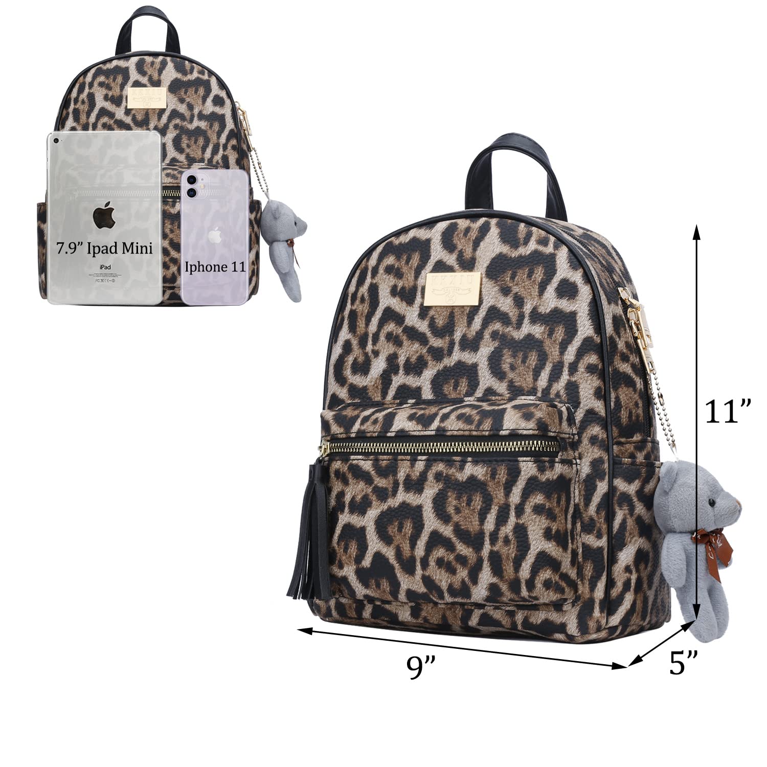 KKXIU Small Backpack Purse for Women - Stylish Synthetic Leather Quilted Mini Daypack with Tassel, Fashionable Ladies Bookbag - Perfect for Work, School, Travel & Daily Use