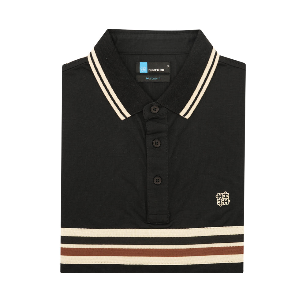 Bradford Men's Short Sleeve Polo Shirt - Classic Fit, Moisture Wicking, Breathable Fabric (BRP1279) - Black - Perfect for Golf, Business Casual & Summer Outings