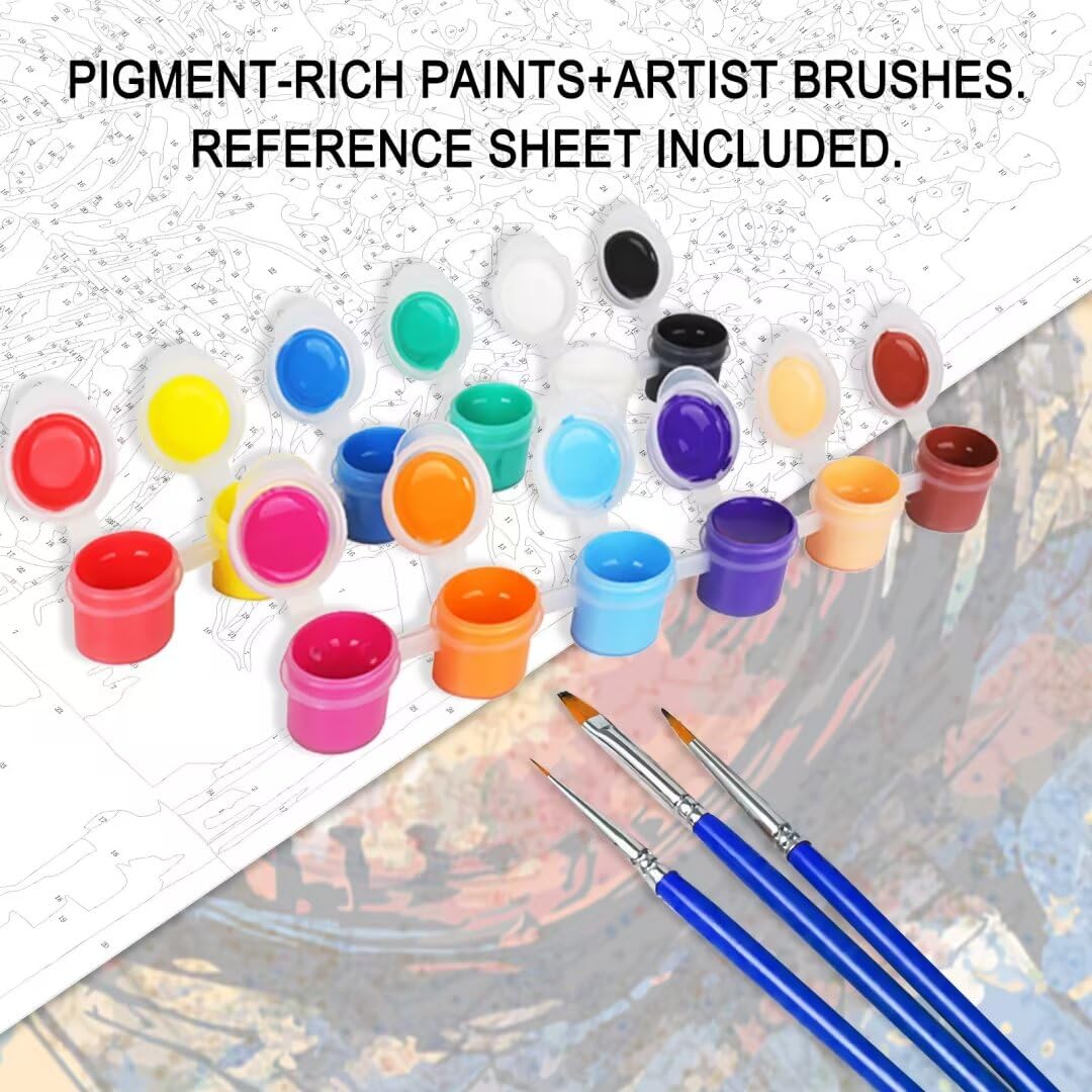 DIY Paint by Numbers Kit - 16x20 Inch American Breakfast Oil Painting Canvas for Beginners (Kids, Students & Adults) with Brushes & Acrylic Paints - Home Decor, Gift & Stress Relief Art Project (Frameless) - Perfect for Family Bonding, Classroom Activities & Creative Relaxation