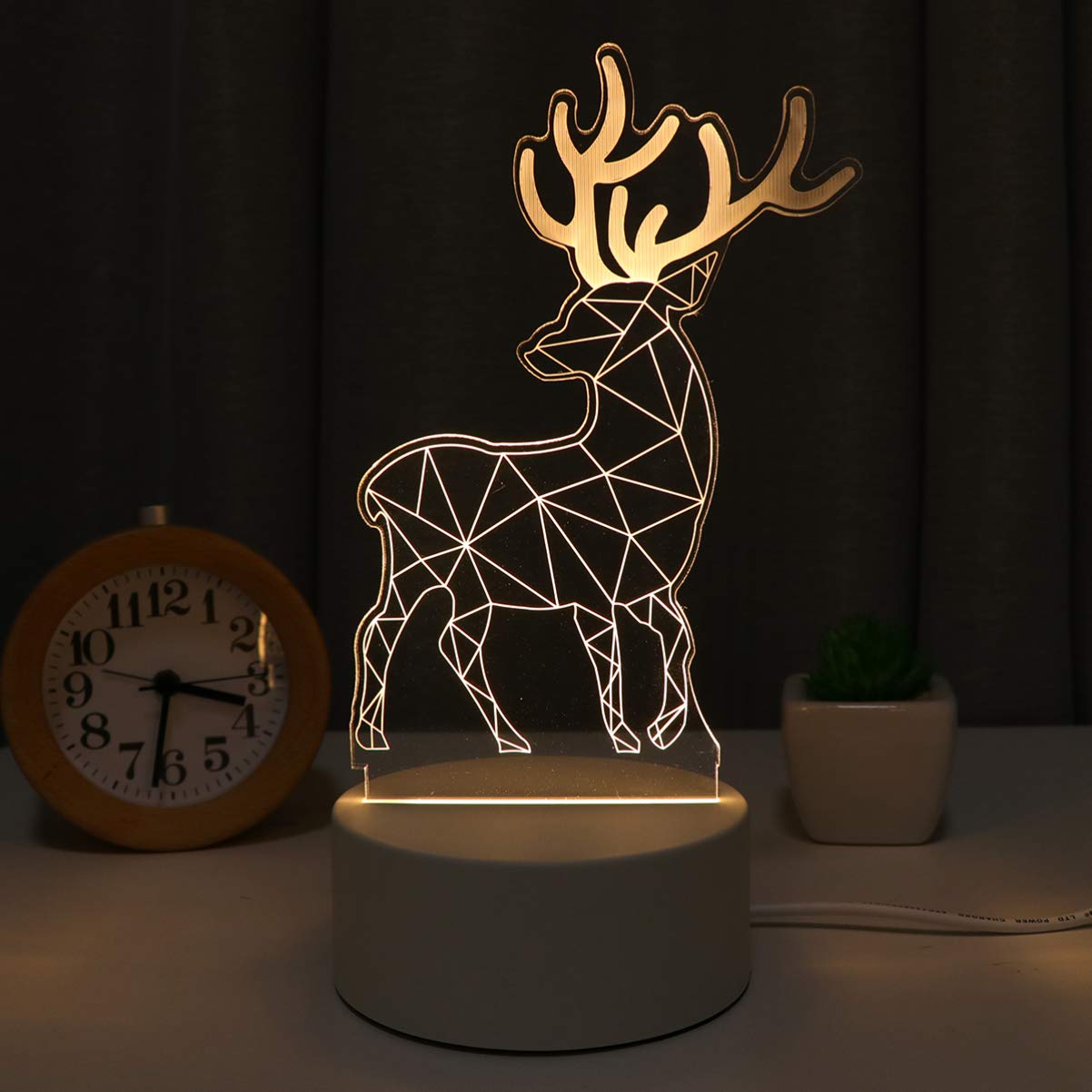 Amosfun Christmas LED Night Light Lamp - 1PC Holiday Figurine Decor with Warm Glow for Bedroom, Nursery, Kids Room - Perfect for Christmas Decor, Bedside Table, Child's Night Light & Seasonal Home Decoration