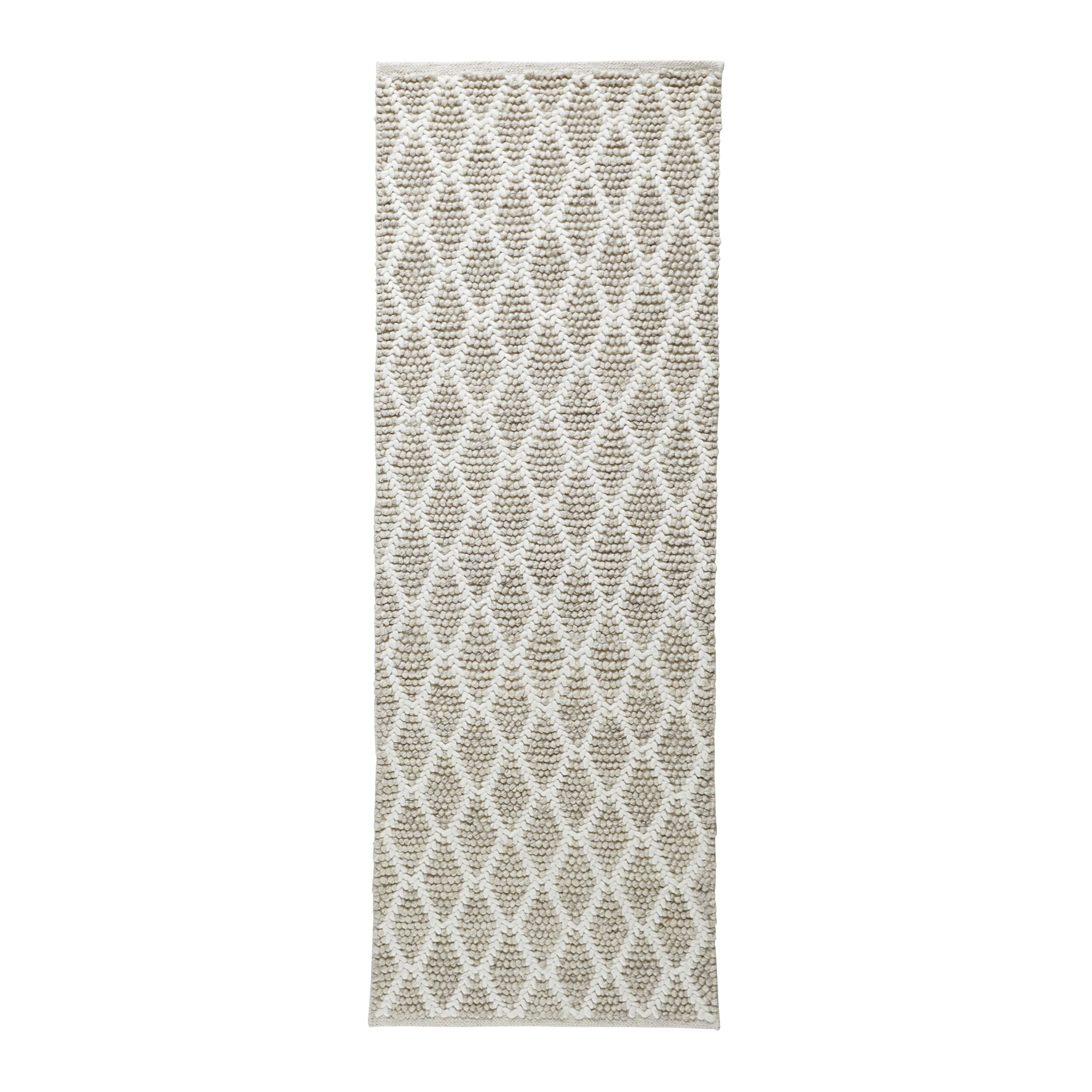 Braided Diamond Hand Woven Wool Blend Natural & Cream Runner Rug 200x70cm - Perfect for Living Room, Bedroom, or Hallway Decor