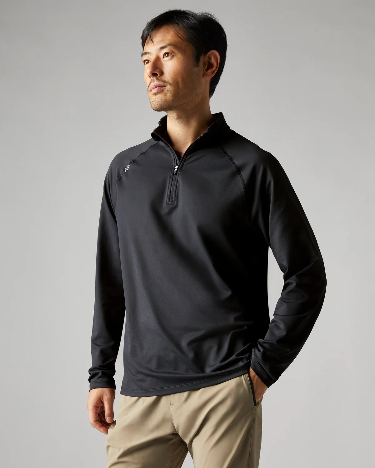Rhone Men's Session 1/4 Zip Pullover Sweater - Lightweight Performance Fleece for Running, Gym & Outdoor Activities - Black