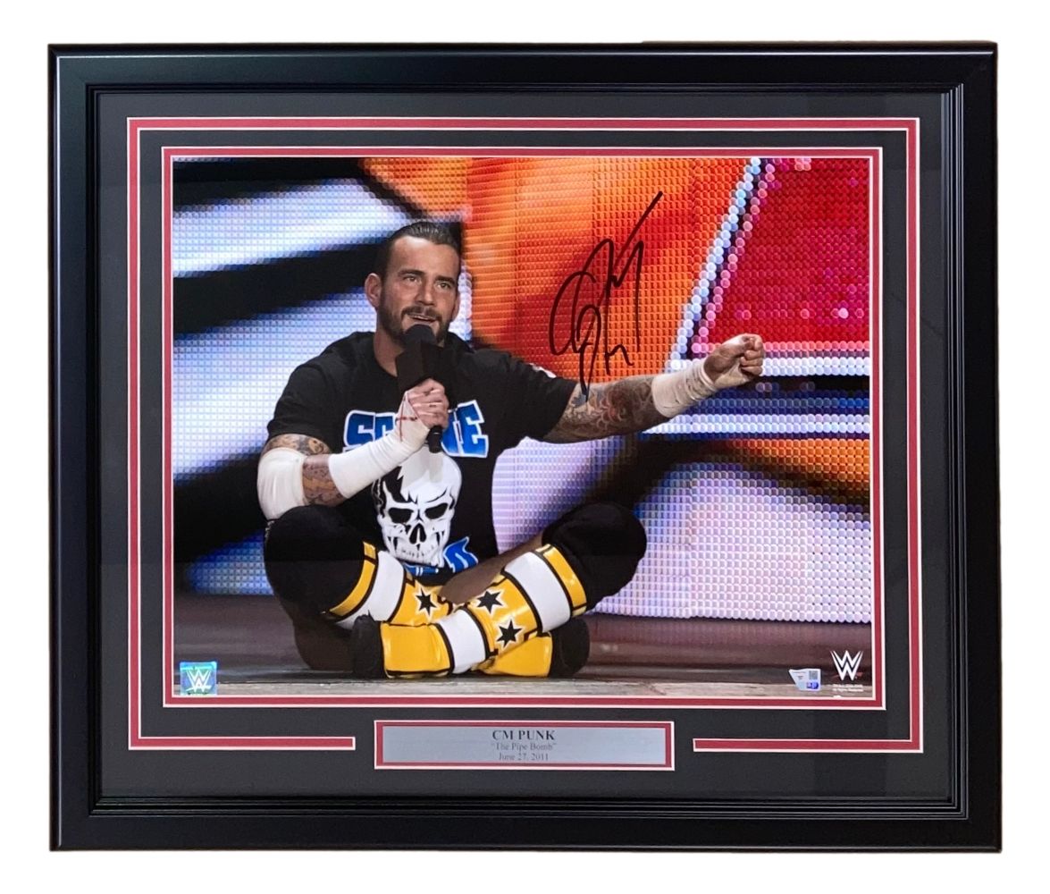 Authentic CM Punk Signed Framed 16x20 WWE Pipe Bomb Photo - Limited Edition Collectible - Perfect for Wrestling Fans & Memorabilia Displays - Home, Office & Man Cave Decor